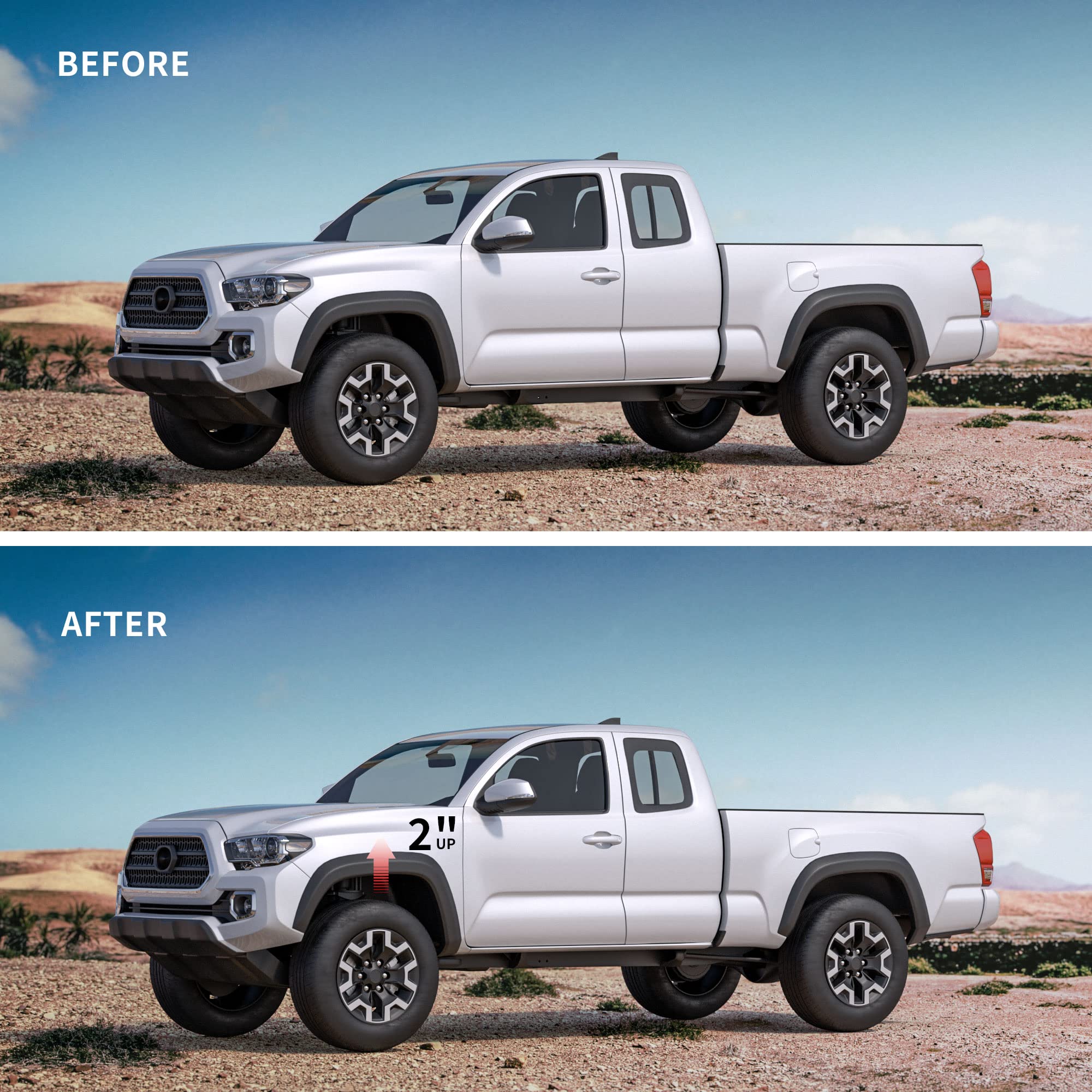Richeer 2" Leveling Kit for 2005-2023 Tacoma & 2003-2024 4Runner, Aluminum Front Strut Spacers, Compatible with 2WD