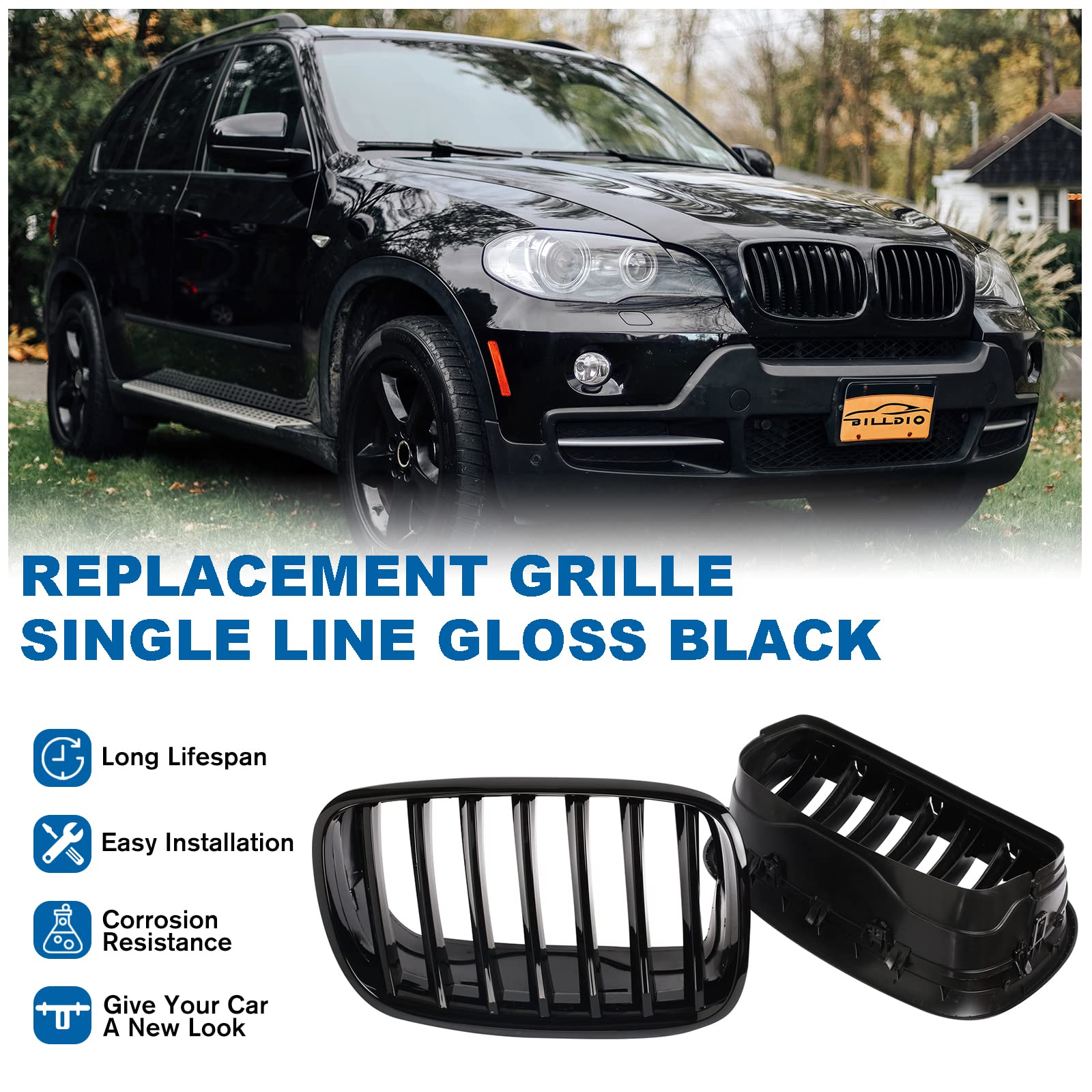 BILLDIO Front Grille For 2007-2014 BMW X5 E70 X6 E71