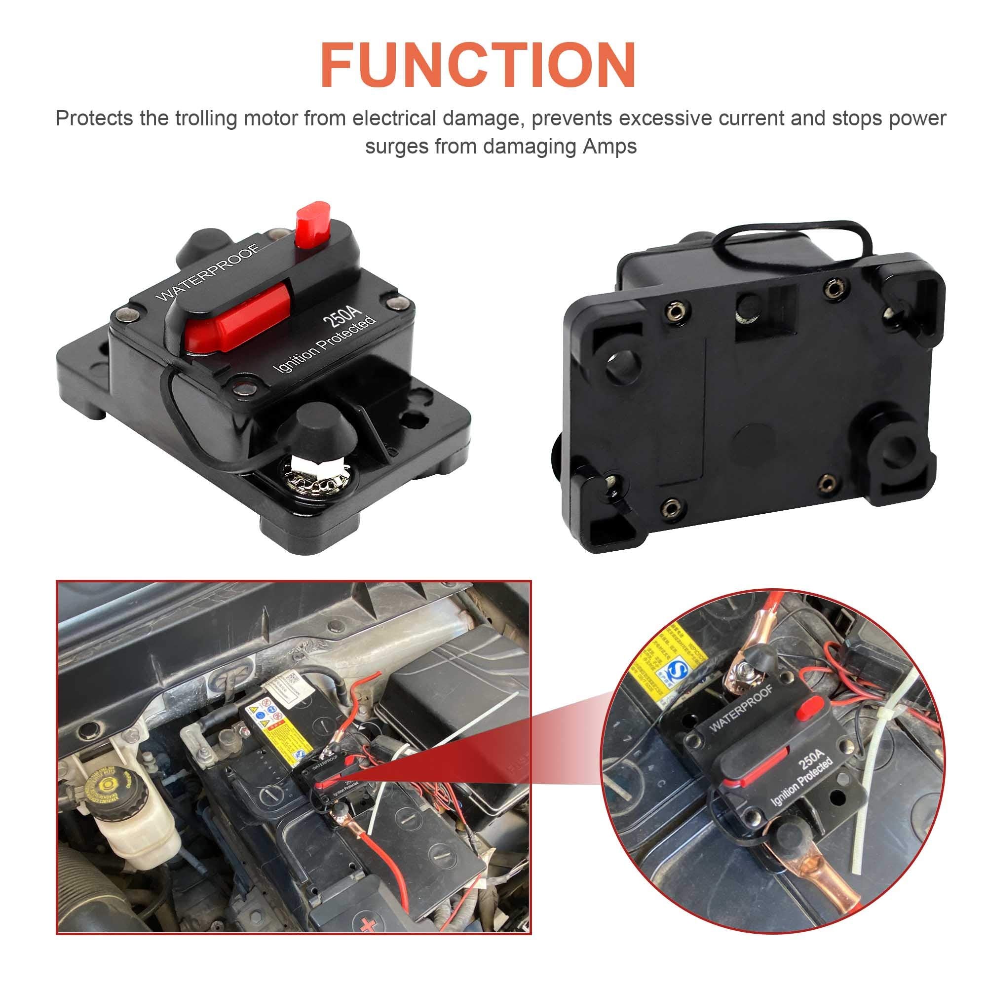 Erayco 60 Amp Circuit Breaker With Manual Reset Waterproof Inline Fuse Inverter For Marine Trolling Motors Boat Atv Manual Power