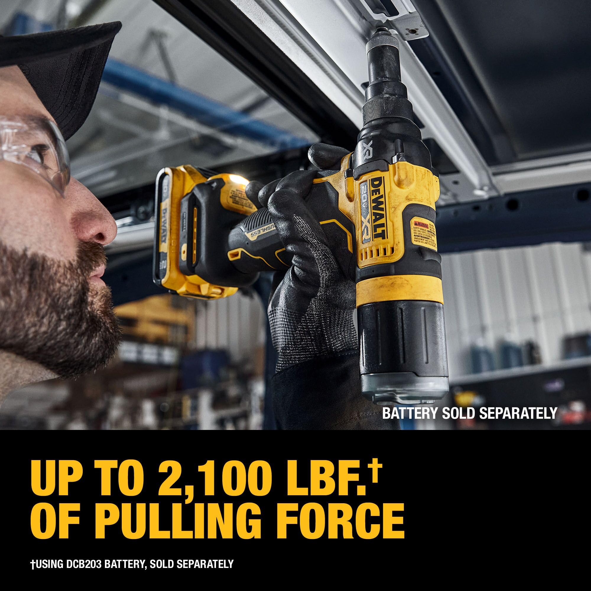 DEWALT 20V MAX XR Cordless Rivet Tool DCF403B, 3/16" Stainless Steel, Black, Bare Tool Only