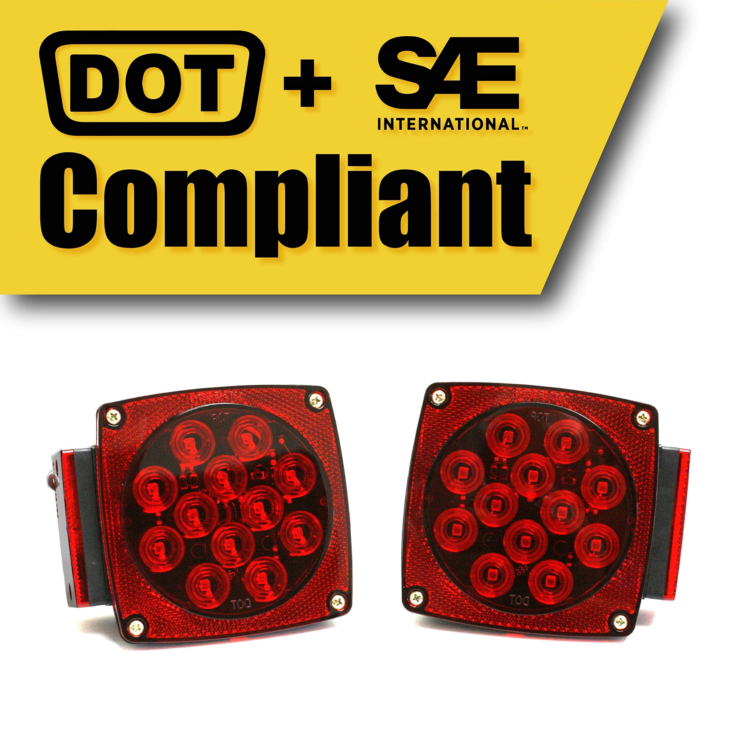 Maxxhaul 70460 12V Led Trailer Tail Lights (Turn/Stop/Signal-Left/Right-Dot Compliant)