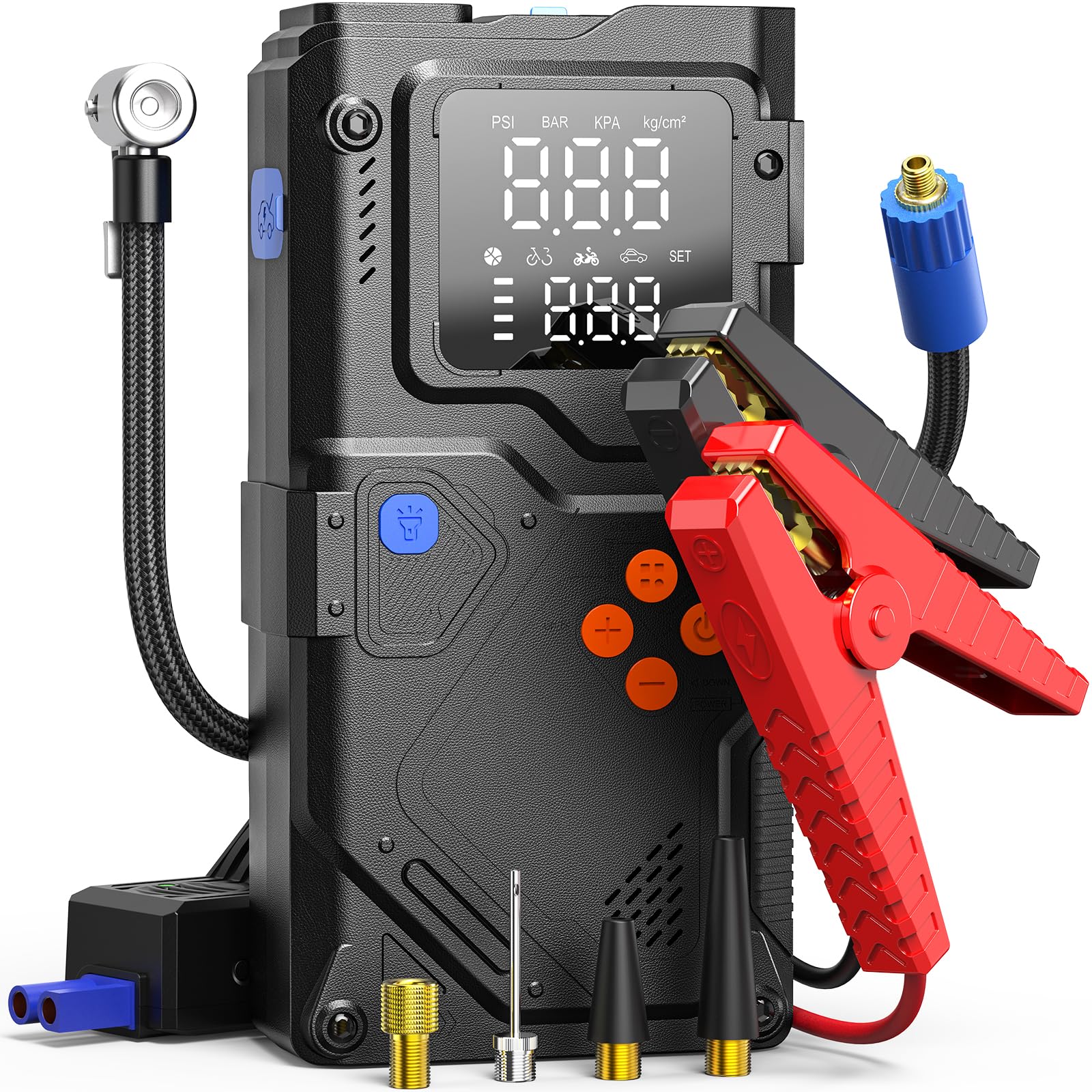 PAULINN Jump Starter with Air Compressor, 150PSI 6000A Car Jumper Starter Portable(All Gas/10L Diesel) with Tire Inflator, 12V C