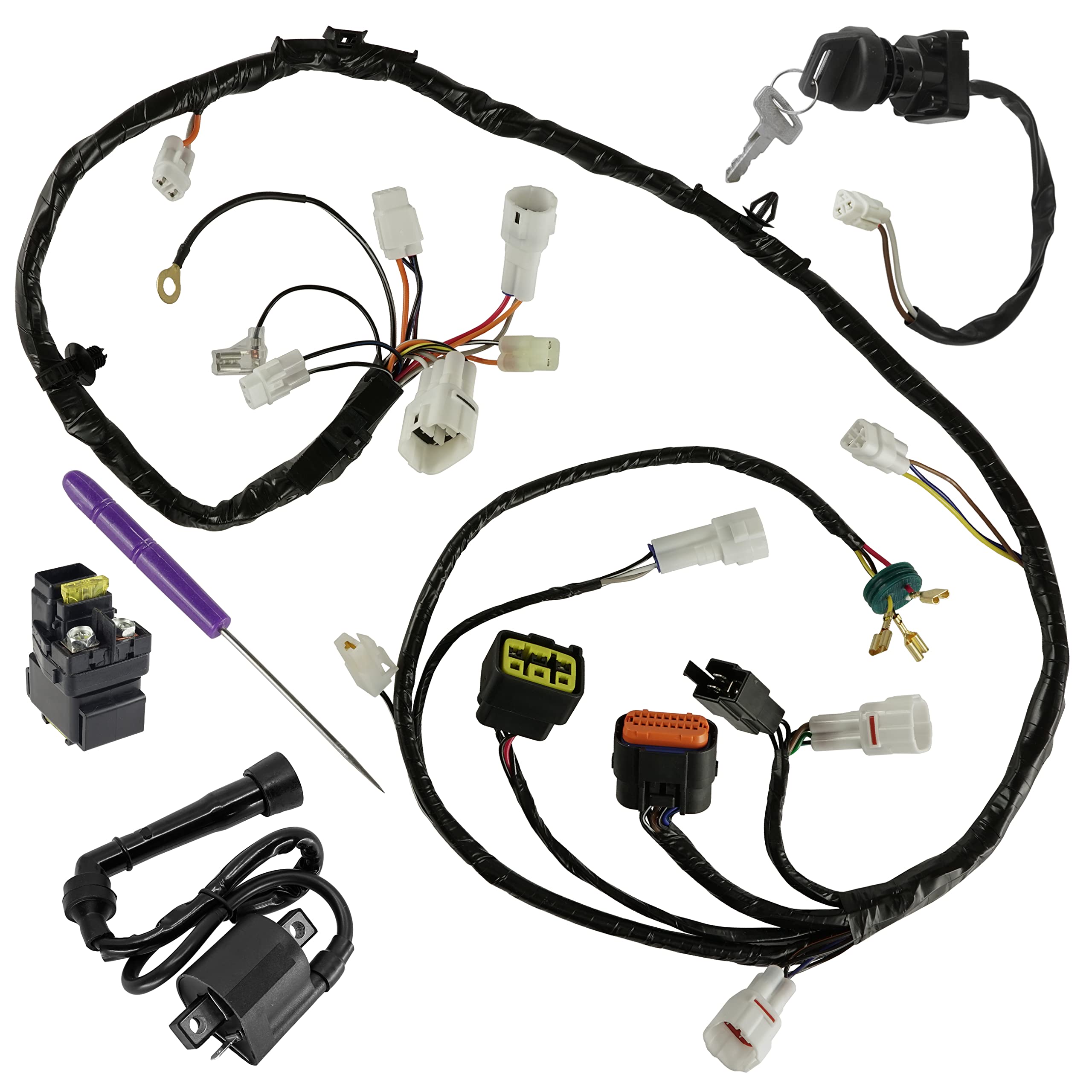 Caltric Wiring Harness Switch Key Coil Starter Relay Compatible with Suzuki QuadSport LT-Z400 2005 2006 2007 2008