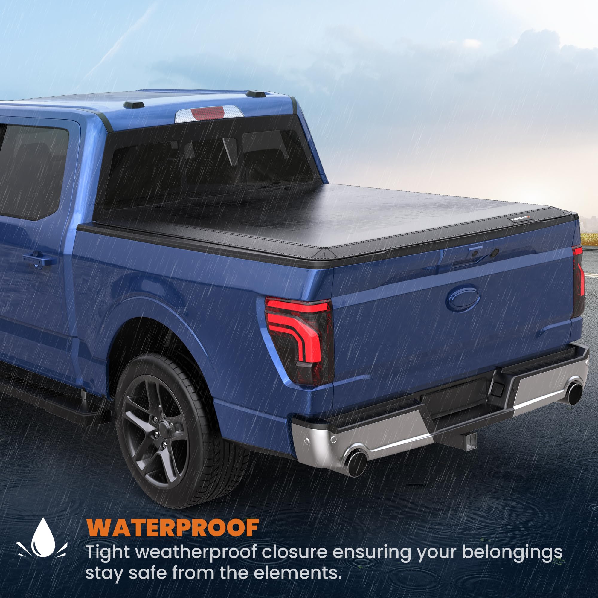 KUIPERAUTO Quad 4-Flip Tonneau Cover for 2015-2026 Ford F150, 5.5FT Vinyl, Model K102GB101, 67inch Styles