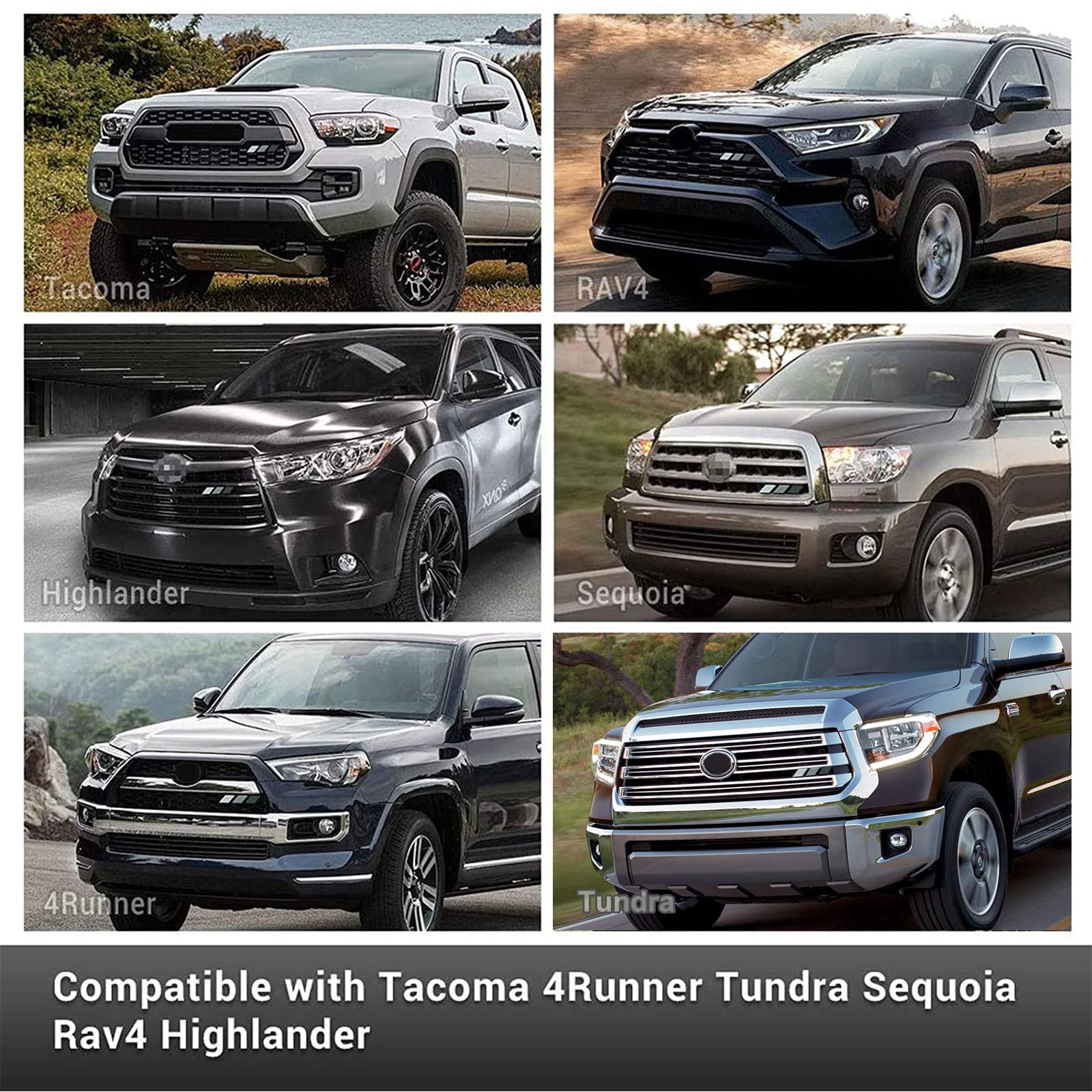 Tri-Color Front Grill Badge Emblem For Tacoma 4 Runner Tundra Sequoia Rav4 Highlander(White/Gray/Black