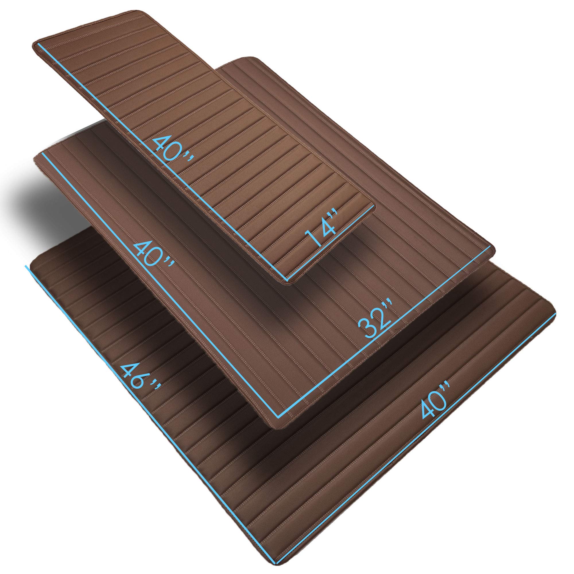 Fh Group F16500 Deluxe Heavy-Duty Faux Leather Multi-Purpose Cargo Liner, Striped, 14   , Brown Color W. Gift- Fit Most Car, Tru