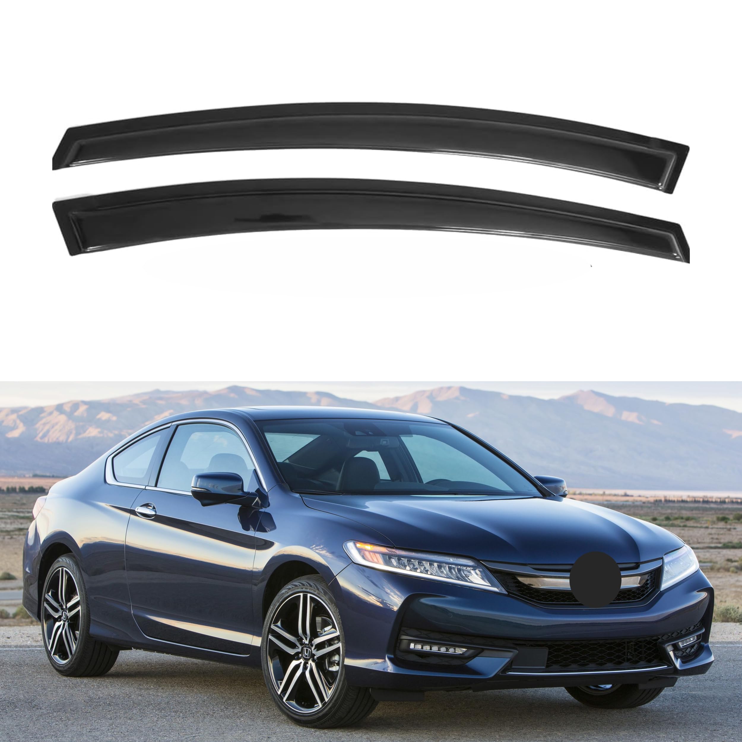 Ig Window Visor For Honda Accord Coupe 2013-2017, Rain Guard Tape-On Extra Durable Sun Wind Side Vent Window Deflector, 2013 201
