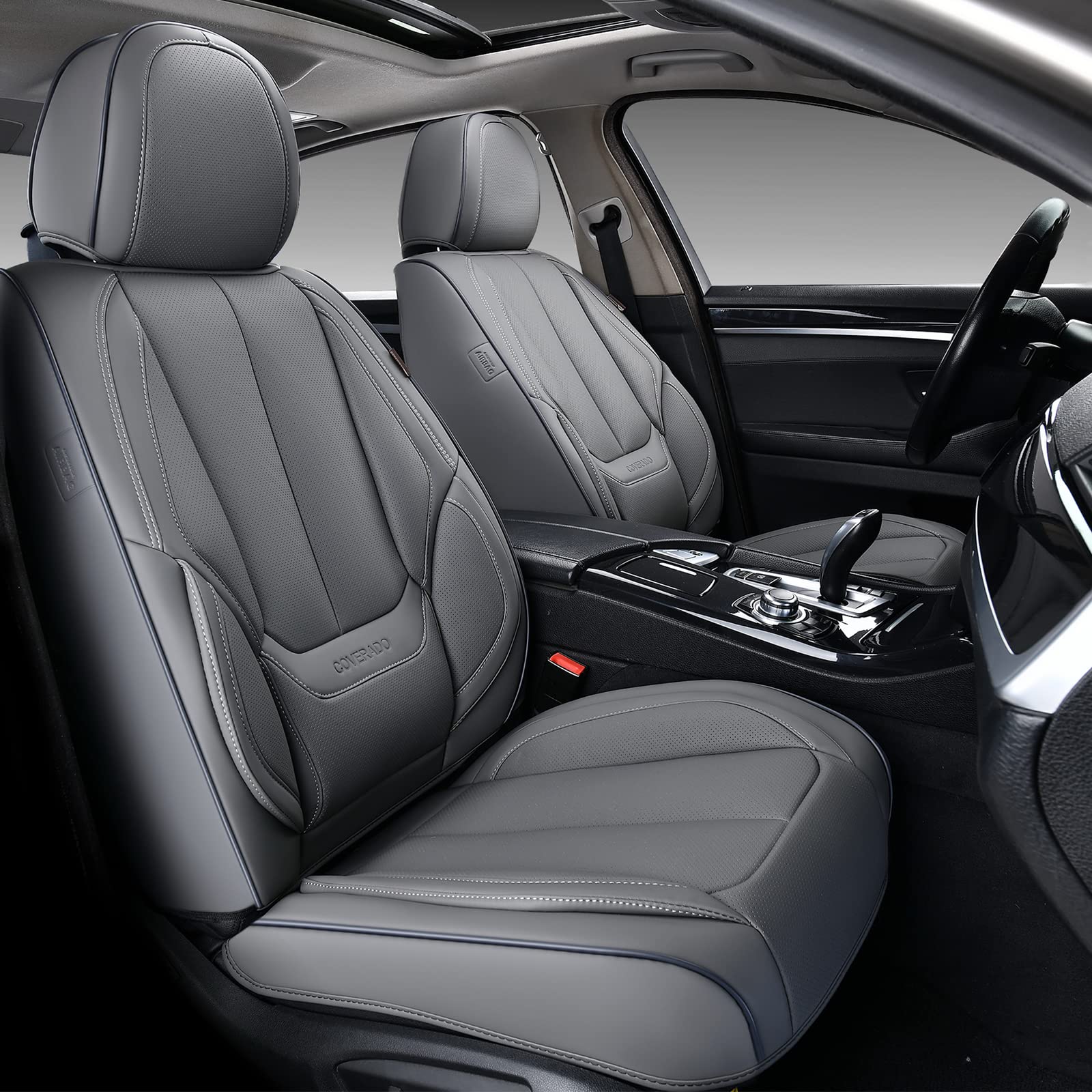 Coverado Car Seat Covers Full Set, Seat Covers For Cars, Gray Car Seat Cover, Car Seat Protector Waterproof, Nappa Leather Car S