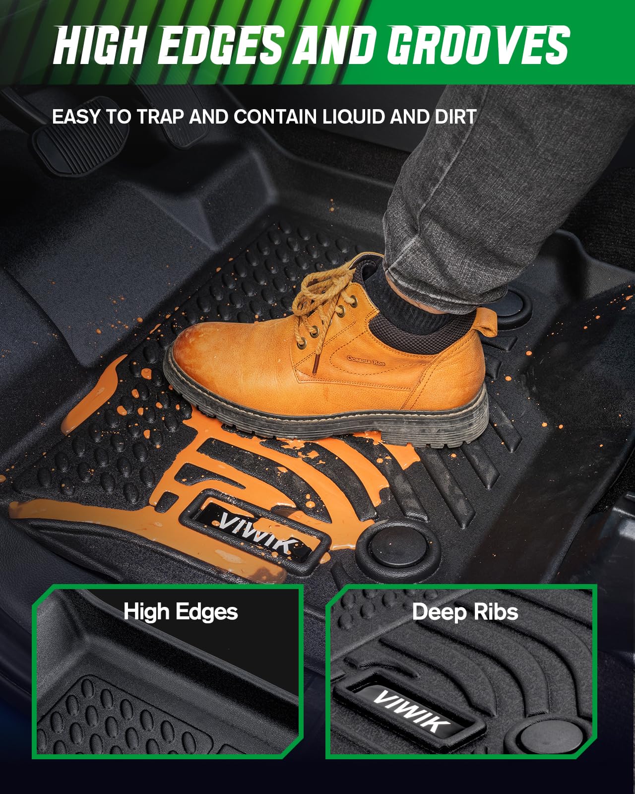 Viwik Floor Mats For Dodge Ram 1500 Crew Cab 2019 2020 2021 2022 2023 2024 (Not For Classic), Tpe Rubber Car Mats All Weather Cu