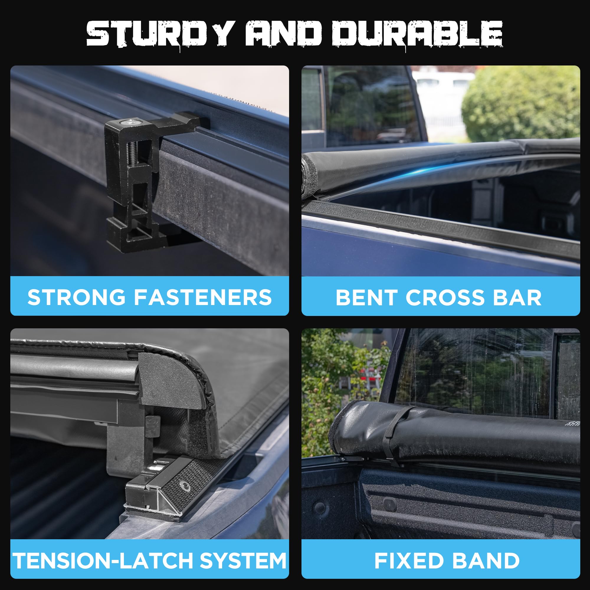 Truck Bed Tonneau Cover Compatible with Ford Super Duty 6.8 ft Standard Box, 1999-2025 F250 F-250 F350 F-350, Soft Roll Up Style