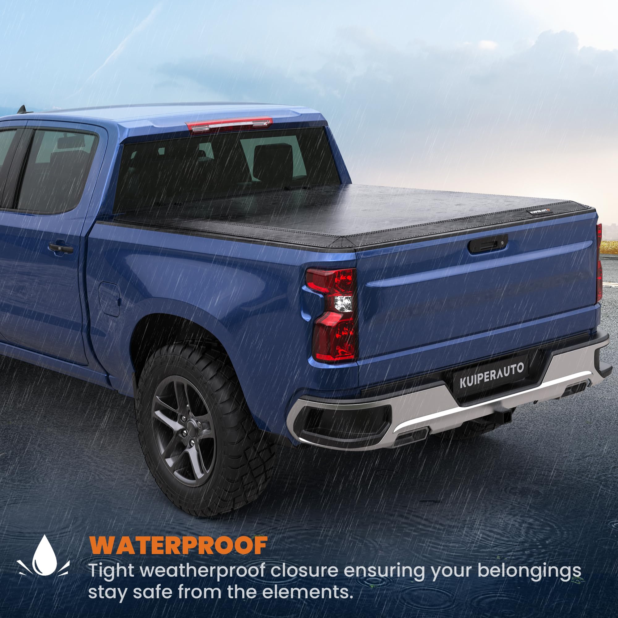 KUIPERAUTO Soft Tri 5.8FT Truck Bed Tonneau Cover Compatible for 2019-2025 Chevy Chevrolet Silverado/GMC Sierra 1500 (Excludes 2