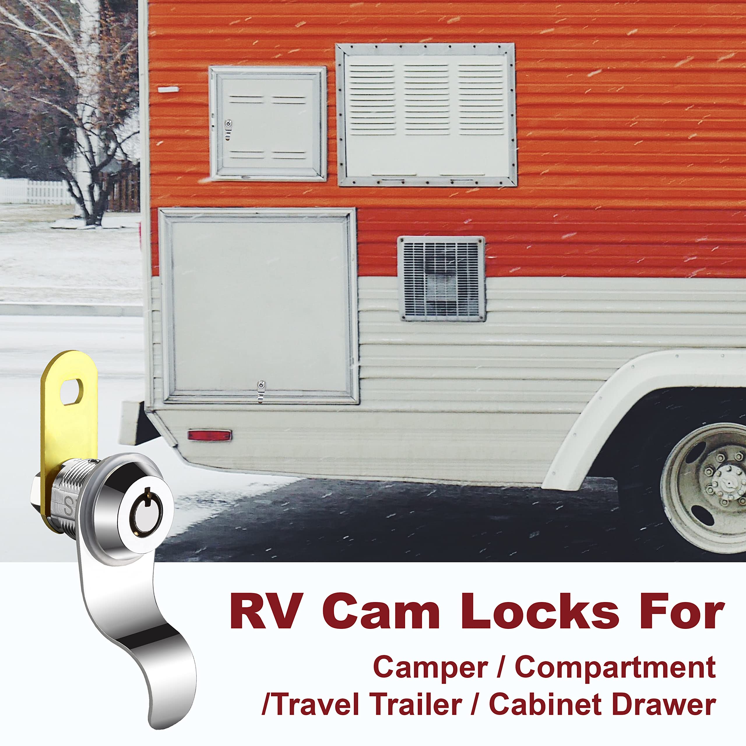 Naissian RV Locks for Storage Door, 5/8" Metal Lock Set with 6 Keyed Alike, Pack of 5, Silver