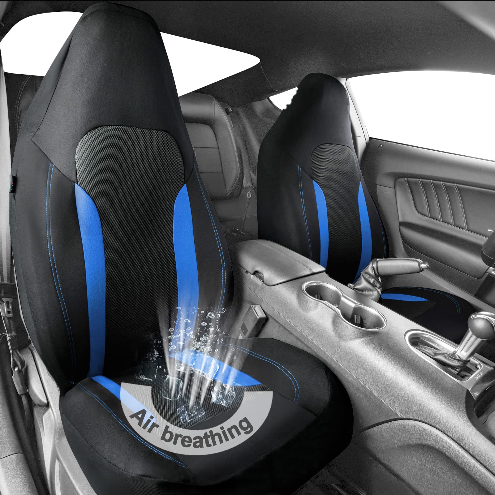 Car Pass Bucket Car Seat Cover, Breathable 3D Air Mesh-100% Sporty Fabric Front Seats, Airbag Compatible, Universal Fit Automoti