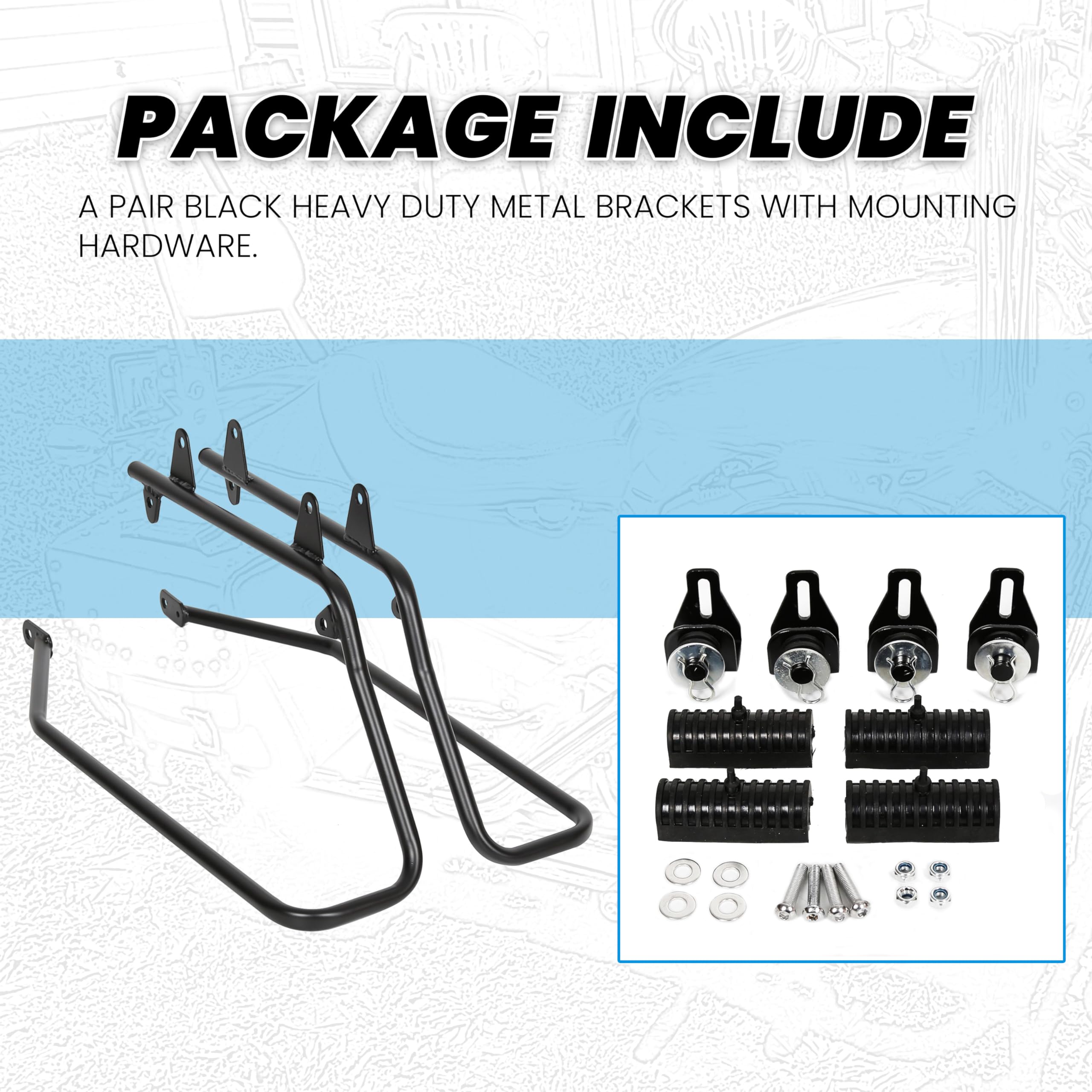 ECOTRIC Saddlebag Conversion Brackets for 1984-2013 Harley Davidson Softail, Black, Metal, Medium, Includes Hardware