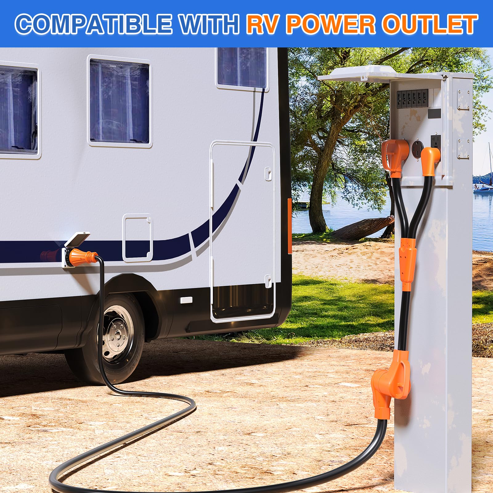 Nilight Rv Y Splitter Adapter Cord 15 Amp 30 Amp To 50 Amp 5-15P Tt-30P Male Plug To 14-50R Female Receptacle Heavy Duty Electri