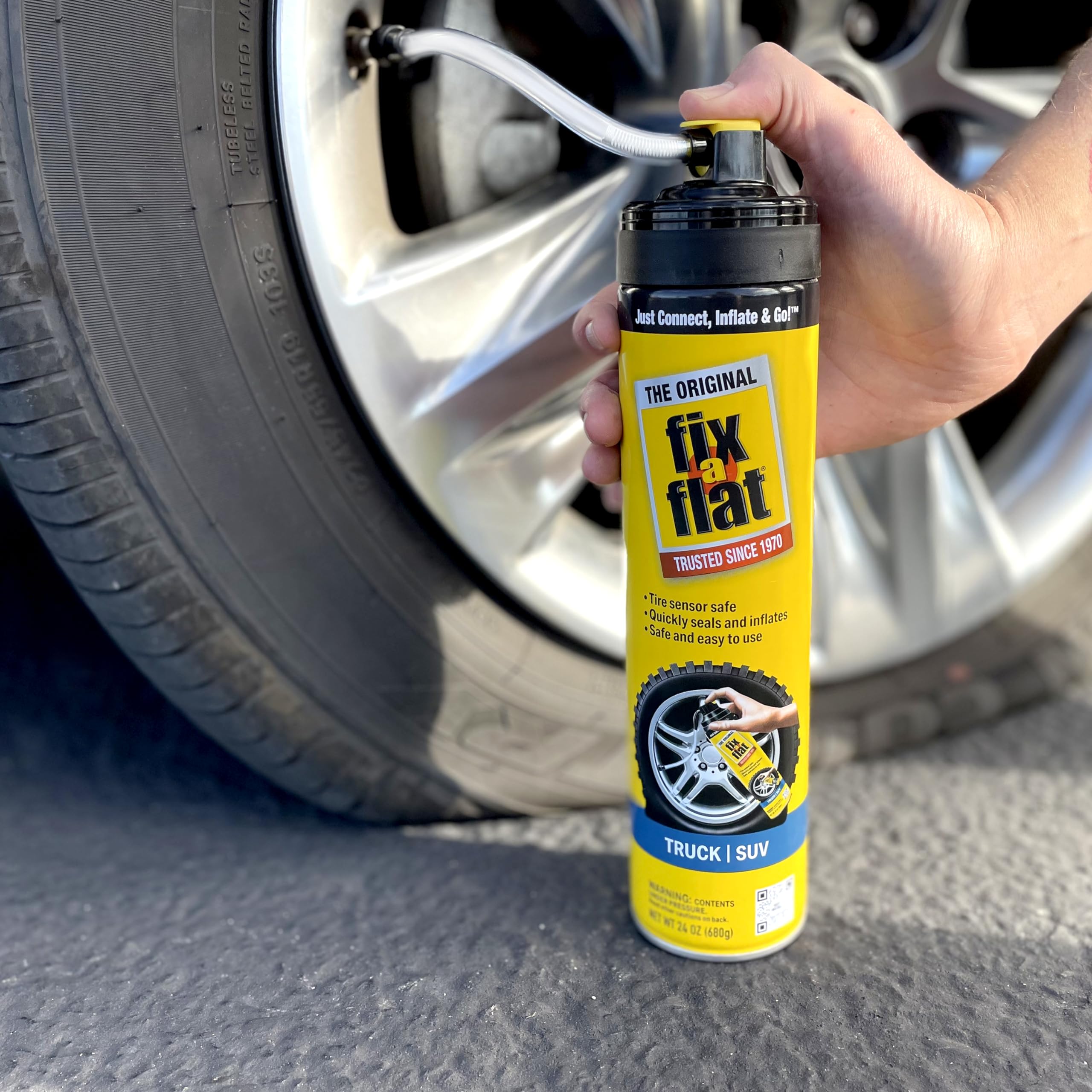 Fix-A-Flat S60369-6Pk Aerosol Emergency Flat Tire Repair And Inflator, For X-Large Tires, Eco-Friendly Formula, Universal Fit Fo