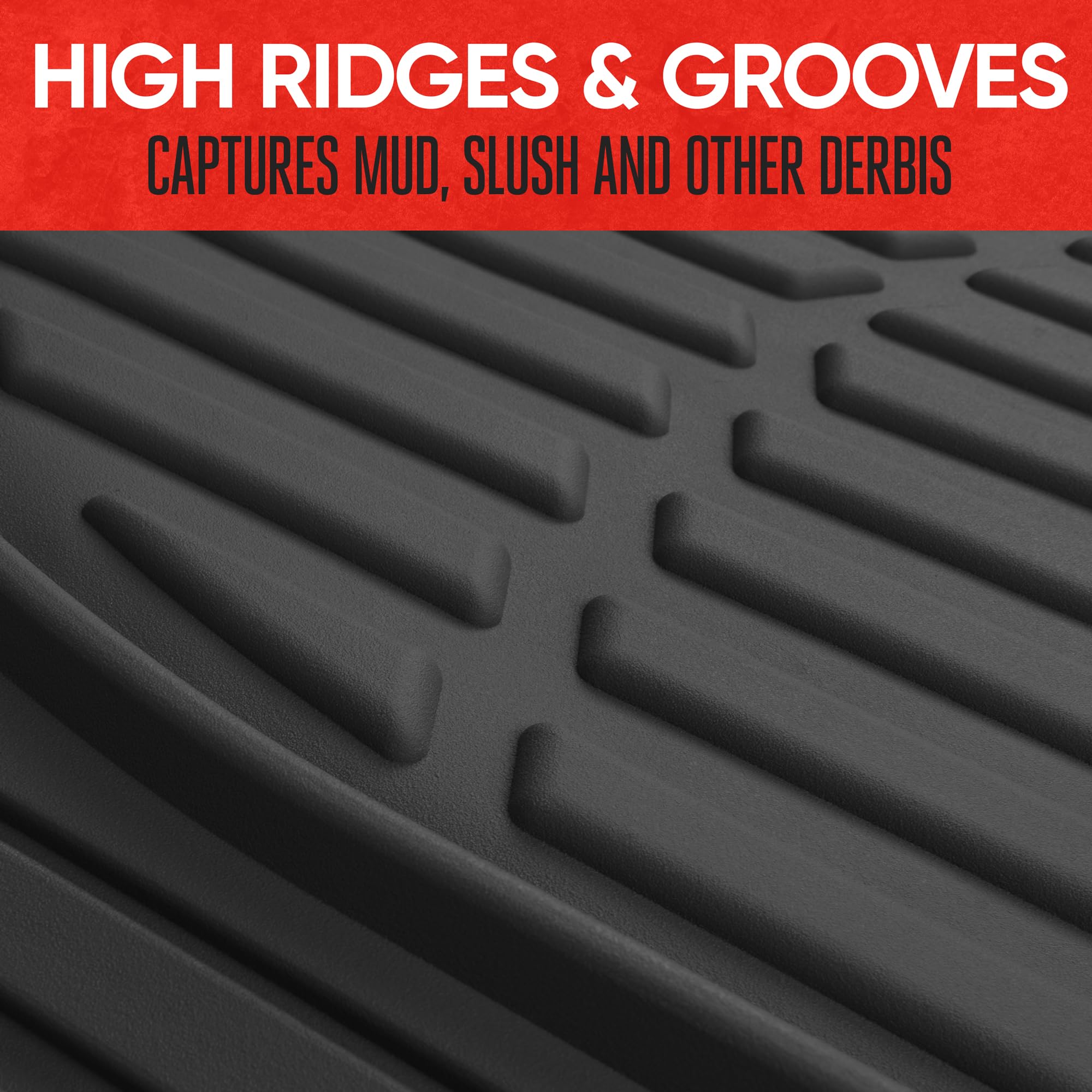 Motor Trend FlexTough Floor Mats for Cars, Deep Dish All-Weather Mats, Waterproof Trim-To Fit Automotive Floor Mats for Cars Tru