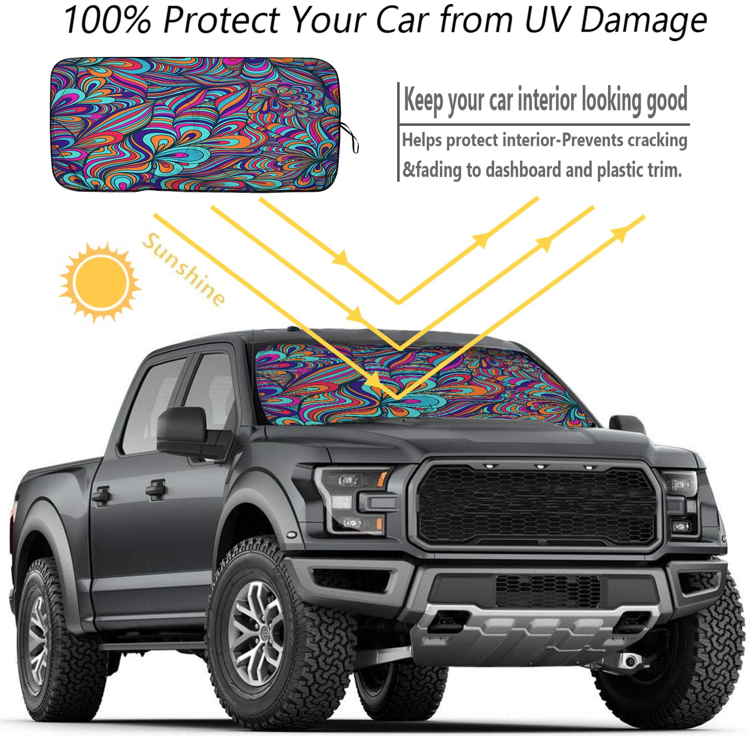 [2025 Upgrade] Tdcqqgqq Windshield Sunshade Medium - 46   -64    Wide, 34    High, Uv Protection Sunshade For Cars, Reduces Heat