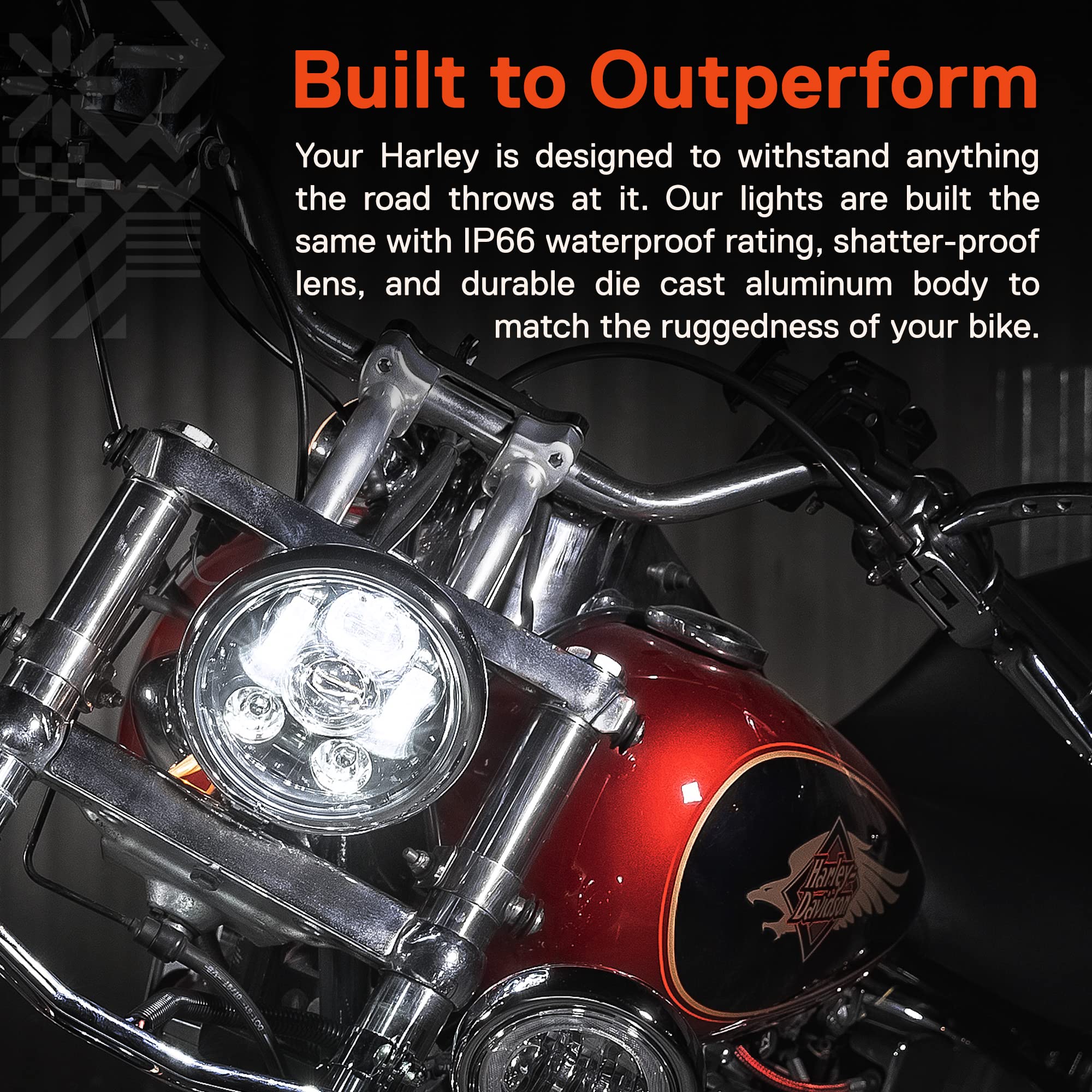 TRUE MODS 5.75'' 5-3/4 Harley LED Headlight For Harley Davidson [Chrome-Finish] Round LED Motorcycle Headlight For Dyna Street B