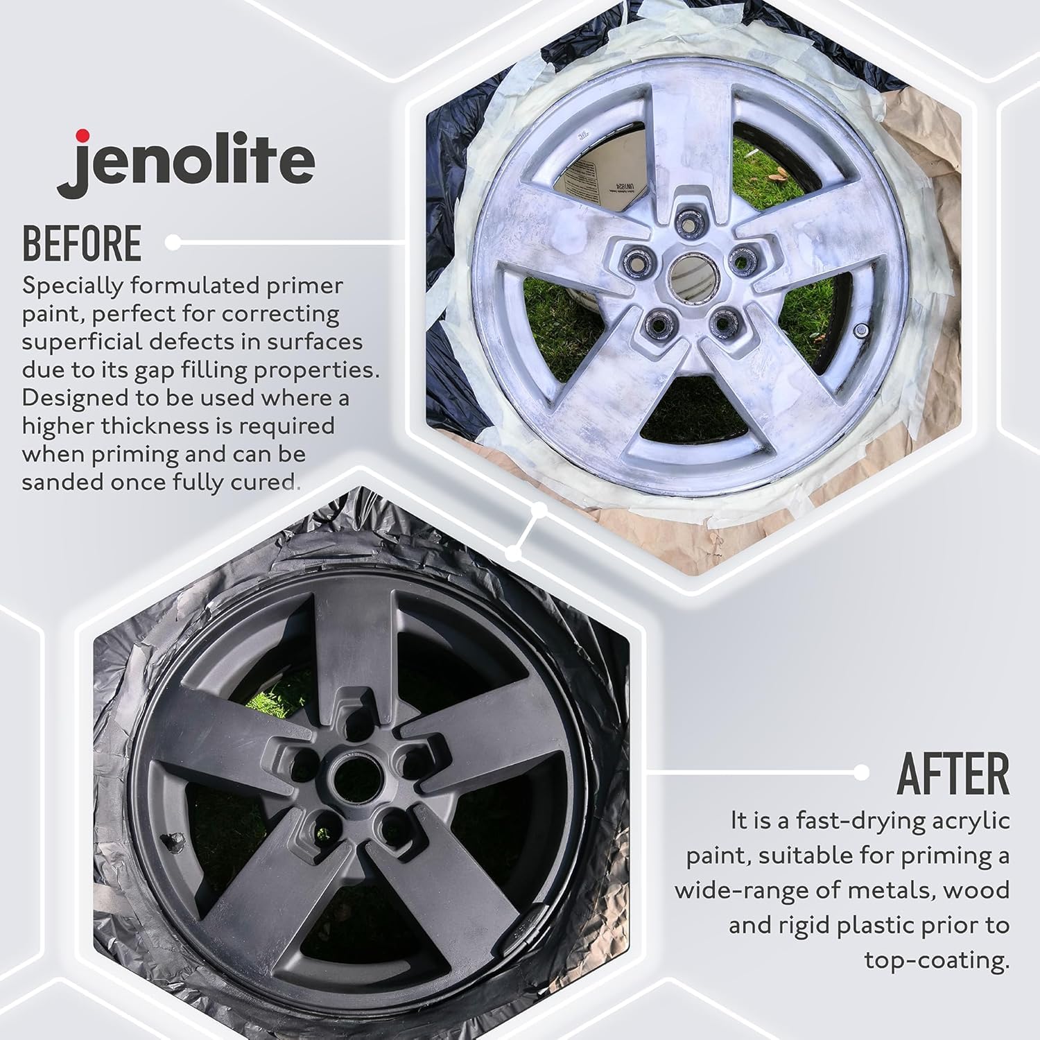Jenolite Primer Filler Aerosol Paint | Yellow | Flexible Primer With High Filling Properties | Fills Small Dents & Scratches For