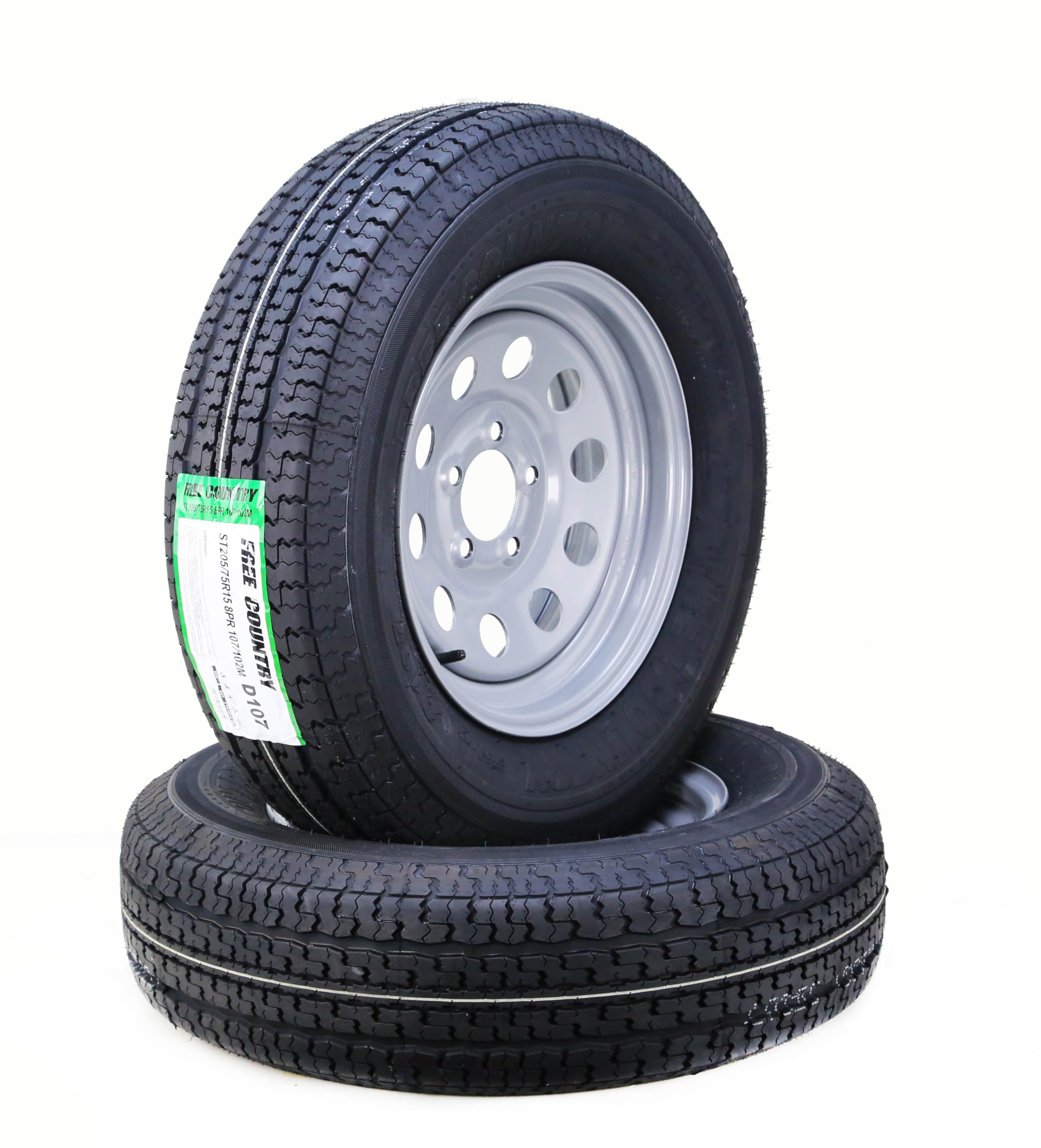 Free Country Trailer Tire Wheel Assembly St235/80R16 10-Ply E 123L 8 Lug On 6.5'' Pcd Silver Mod Rim,Set 2