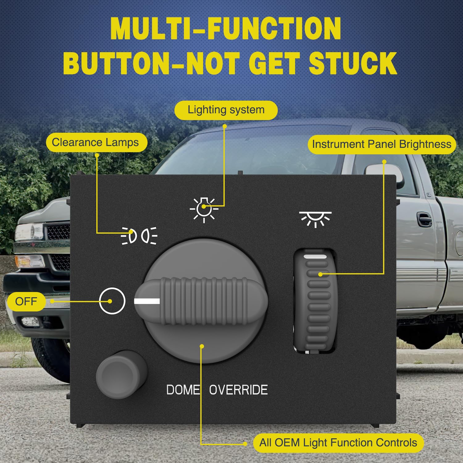 Nilight Headlight Dimmer Switch Compatible With 1999 2000 2001 2002 Suburban Tahoe Gmc Sierra 1500 2500 Chevy Silverado 3500 Wit