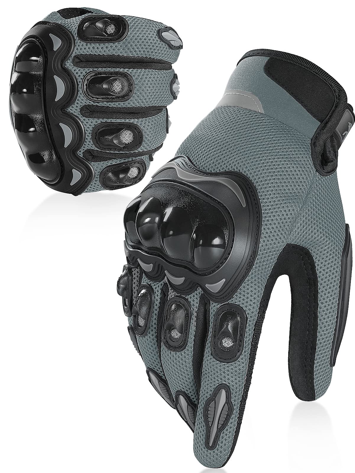 Cofit Summer Motorcycle Glove For Men And Women, Breathable Mesh Motorbike Gloves With Hard Knuckle And Touchscreen For Bmx Atv Mtb Riding, Road Racing, Cycling And Bike Gray M