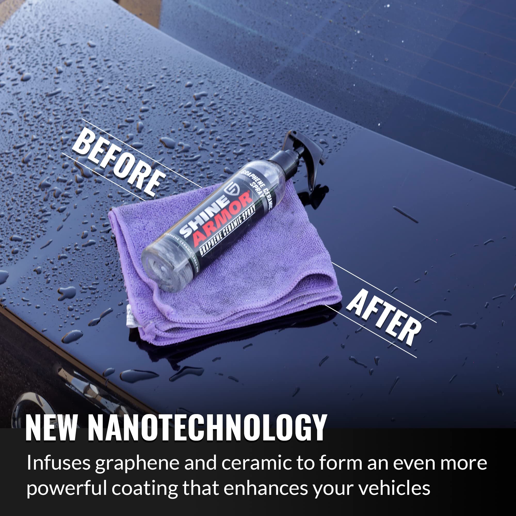 SHINE ARMOR Graphene Ceramic Coating for Cars, 8 Fl Oz, Hydrophobic SiO2 Technology, Premium Gloss, Ceramic Protection