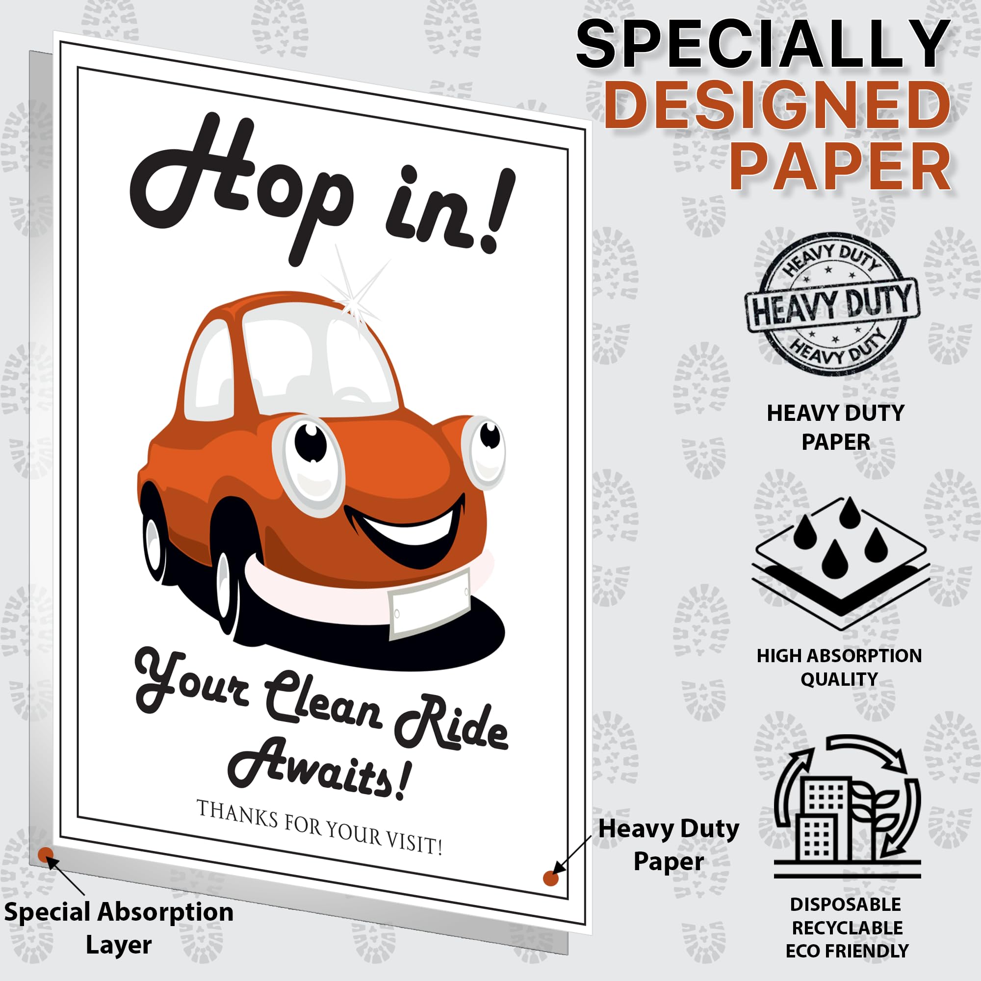 100 Paper Floor Mats for Cars Detail - Disposable Floor Mats for Cars - Paper Car Floor Mats for Detailing - Car Floor Mat Prote