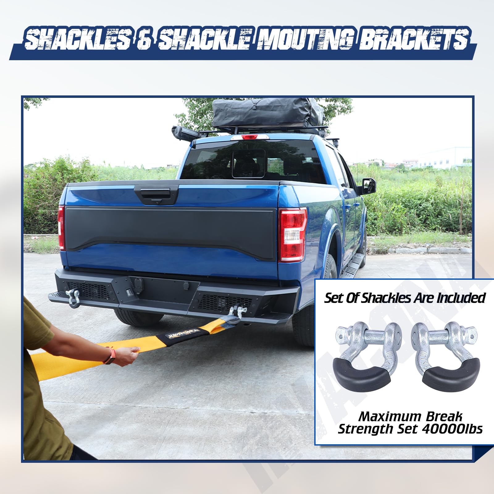 Hawkley F150 Rear Bumper With Led Light For 2015 2016 2017 2018 2019 2020 Ford F-150 Pickup (Excluding Raptor), Rock Crawler Bac