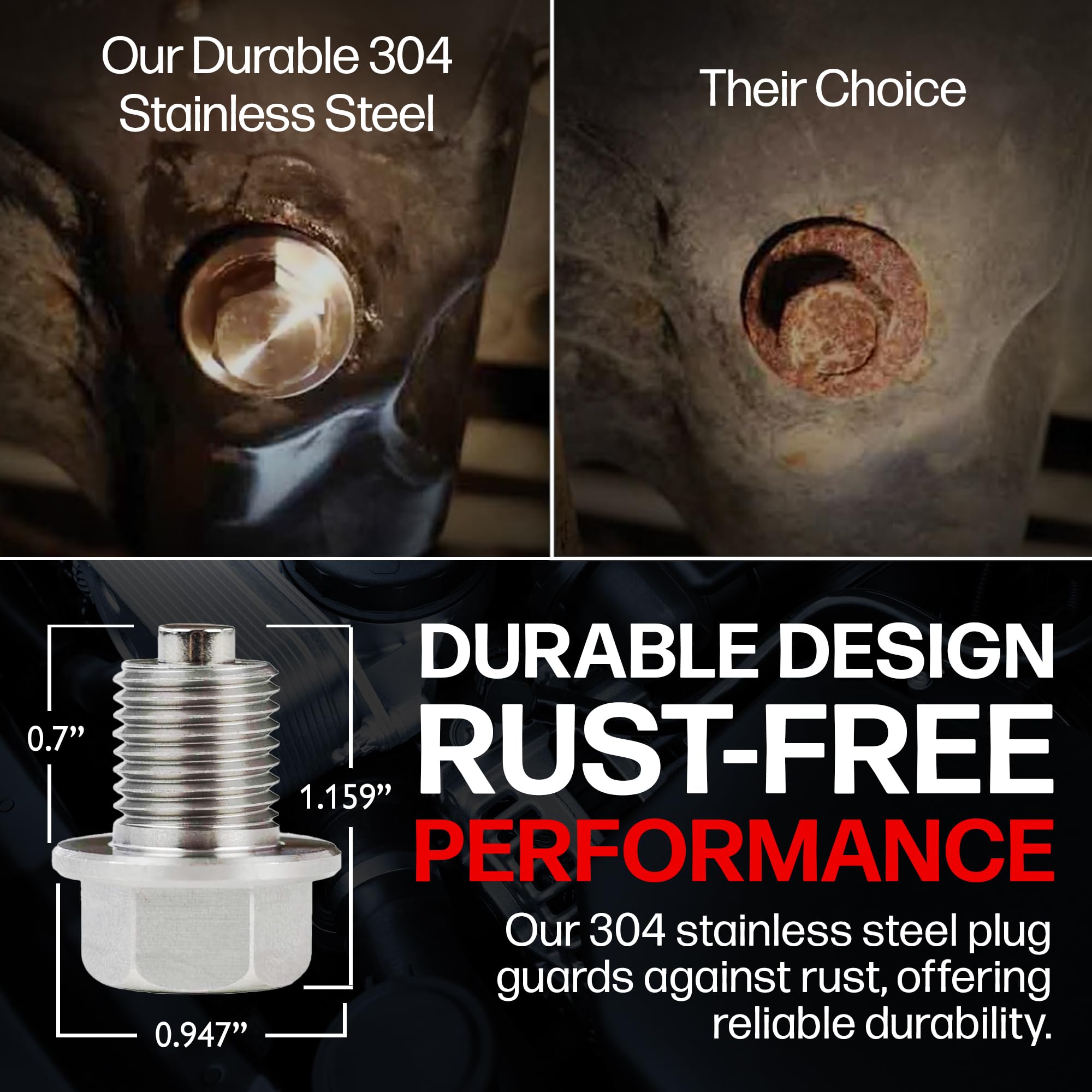 Votex - Made In USA - M14 x 1.5MM Magnetic Engine Oil Drain Plug fits Acura, Audi, Chevrolet, Chrysler, Dodge, Fiat, Ford, Honda