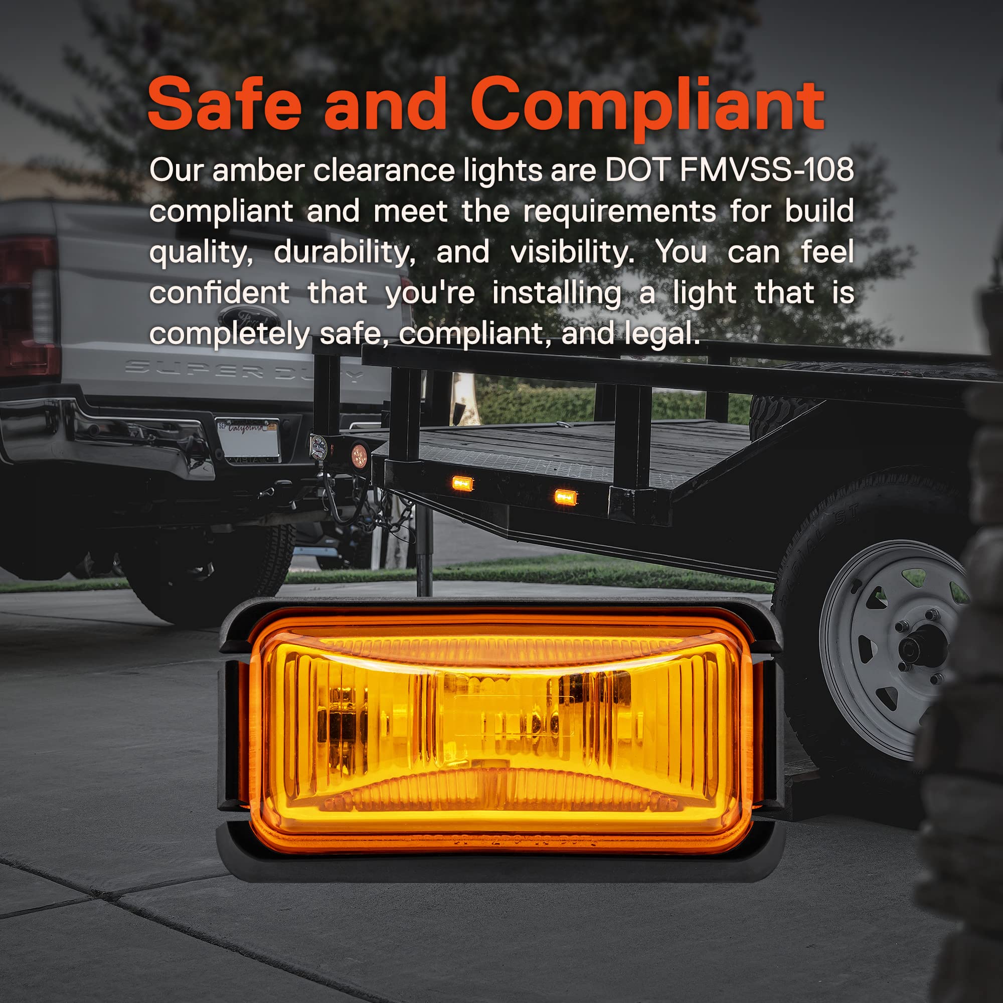 True Mods 12Pc 2.5'' Amber Led Trailer Marker Light W/Black Bezel [Dot Fmvss 108] [Sae P2Pc] [Surface Mount] [Waterproof Ip67] S