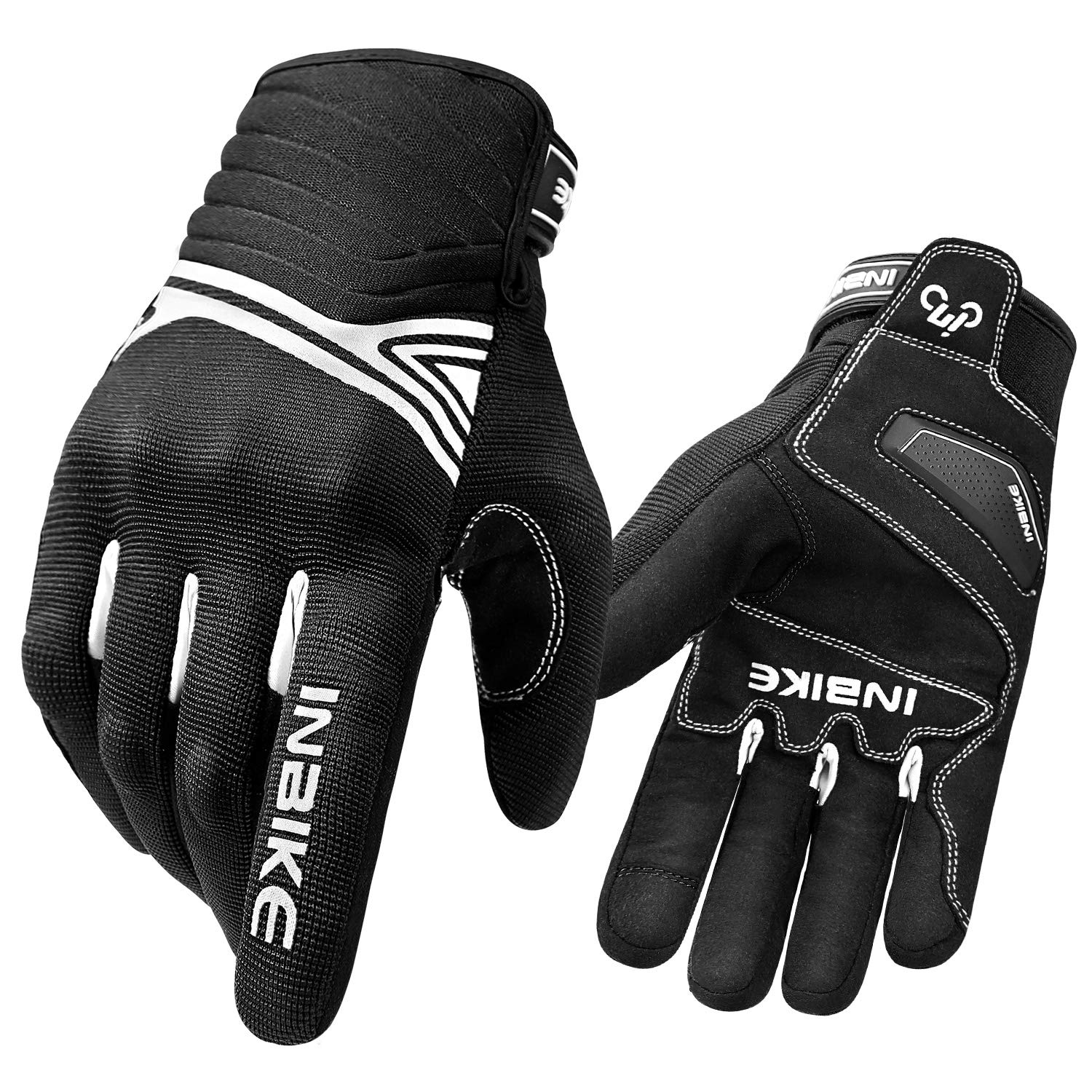 Inbike Waterproof Winter Motorcycle Gloves Thermal Fleece Touchscreen With Tpr Palm Pad Cushioning Hard Knuckle White X-Large