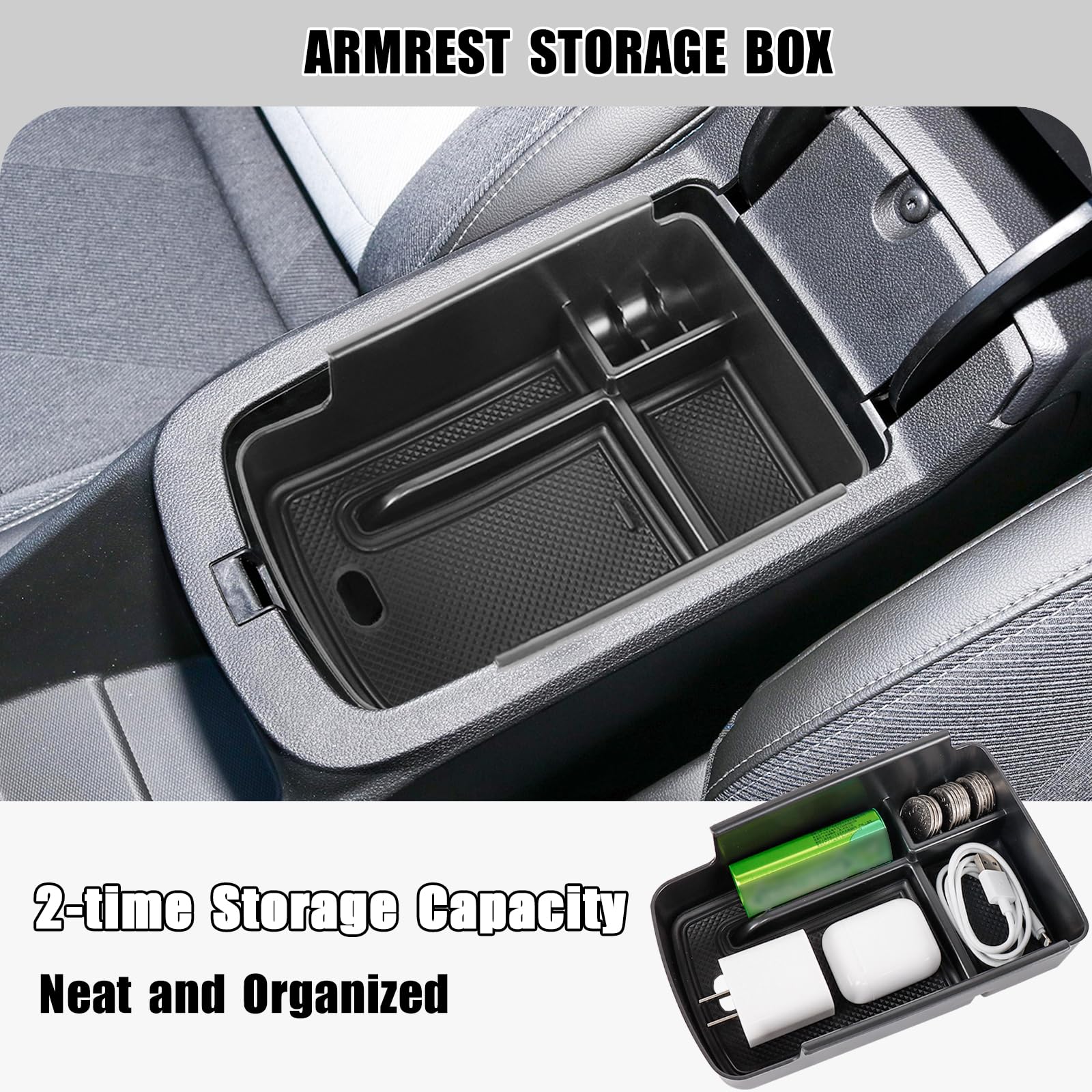 Neepiar Center Console Organizer Compatible with 2023 2024 Chevy Trax Armrest Storage Box and Center Console Middle Storage Tray