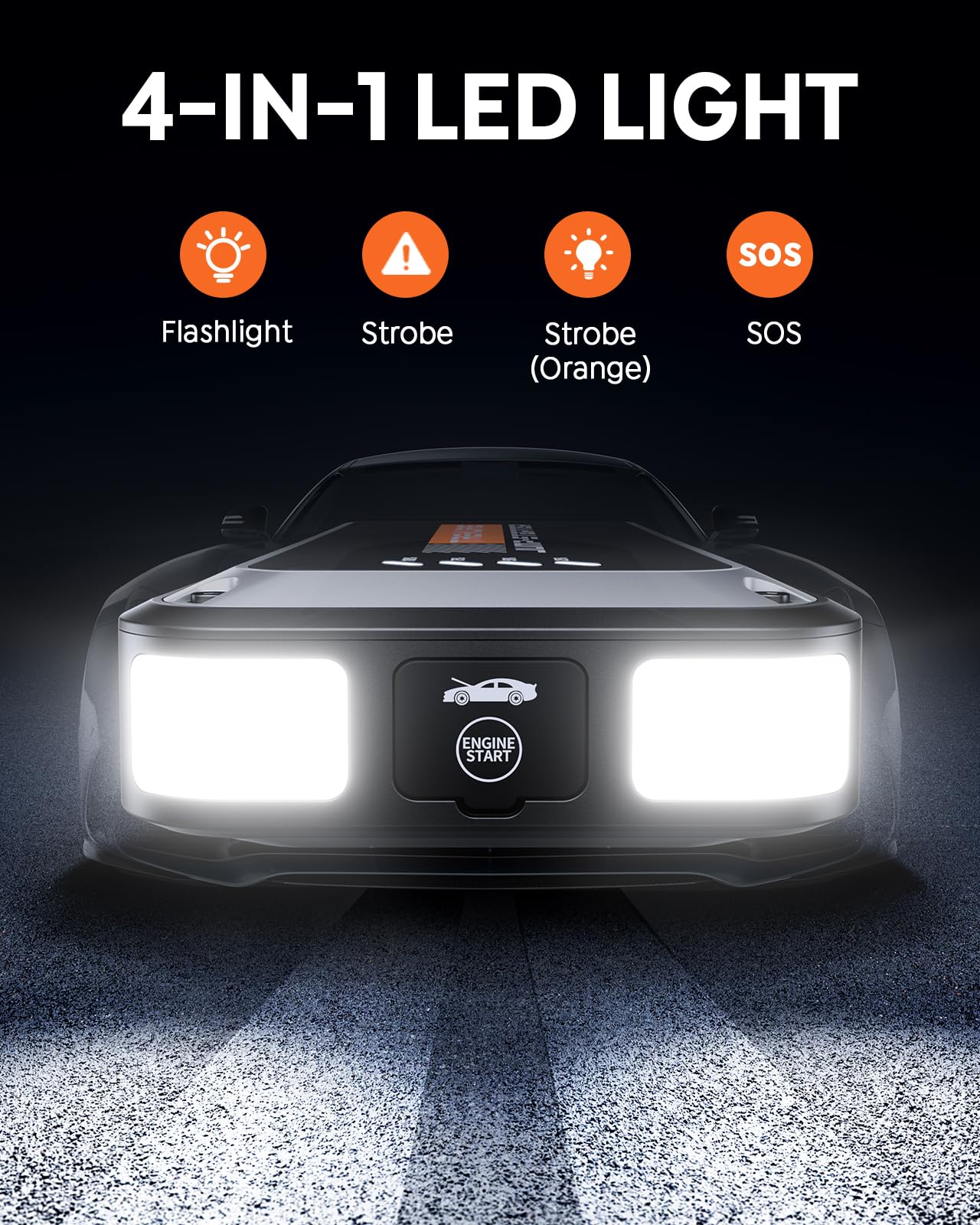 TREKURE Portable Car Battery Jump Starter 4000A, 16800mAh, Fast Charge, Compact Design, Model TK10, for 8.0L Gas/6.5L