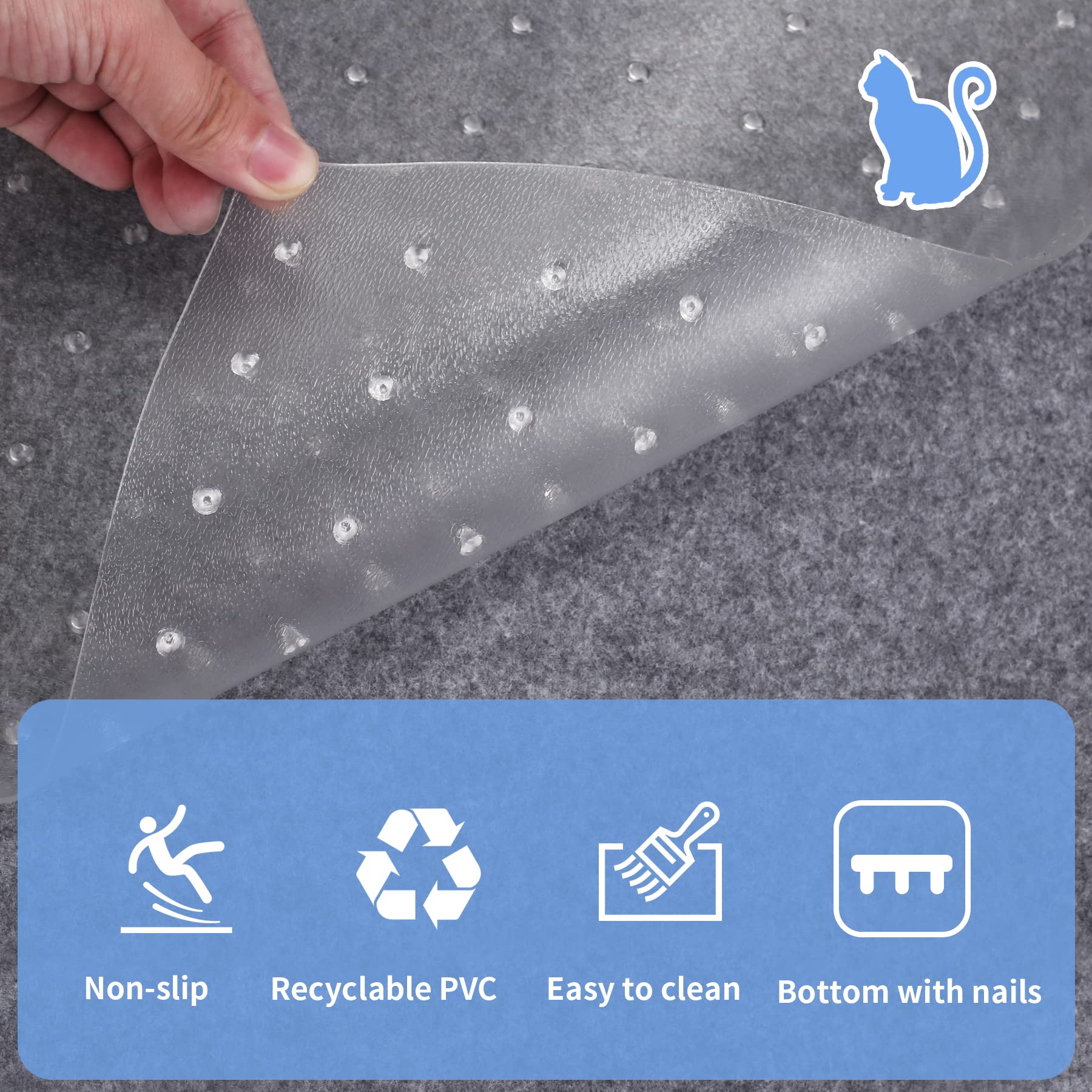 3.6Ft Cat Carpet Protector, Non-Slip Carpet Protector For Pets,Carpet Scratch Stopper From Scratching Carpet At Doorway