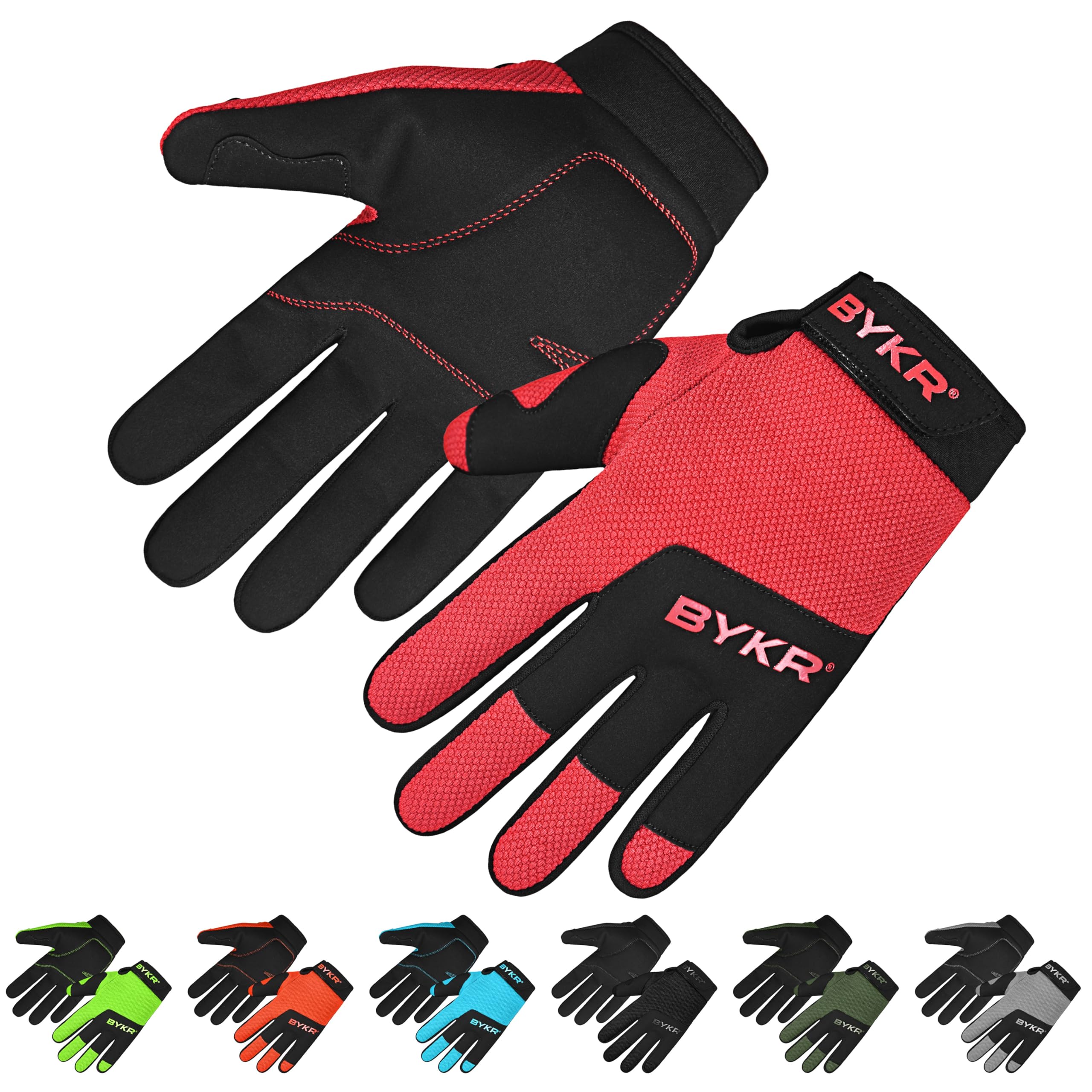 Bykr All-Weather Motorcycle Gloves For Men & Women - Protection For Dirt Bike, Bmx, Mx, And Atv Riding - Red S