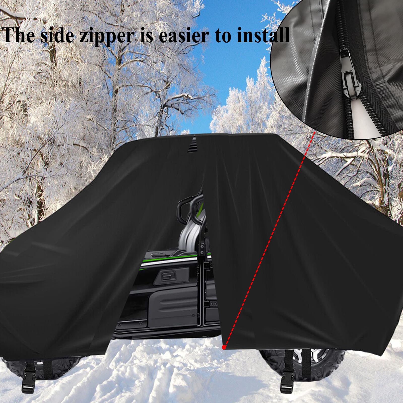 Chikia 4-6 Seater UTV Cover with Zipper 420D Compatible with Can-Am Defender max Commander X3 Polaris RZR 900 1000 Ranger Genera