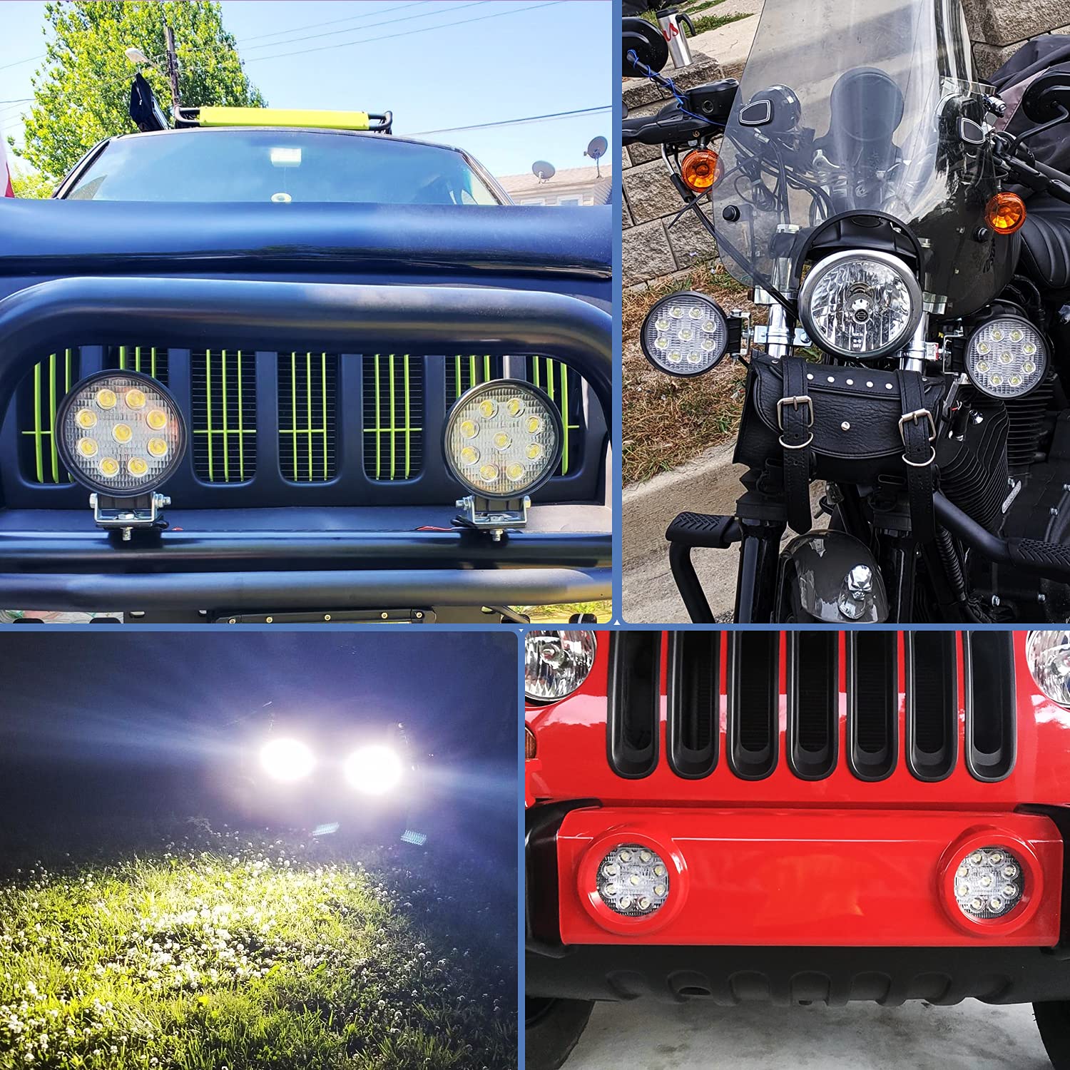 Nilight 15016F-B Led 2Pcs 4.5'' 27W 3000Lm Round Flood Light Pod Off Road Fog Driving Roof Bar Bumper For Jeep,Suv Truck, Hunter