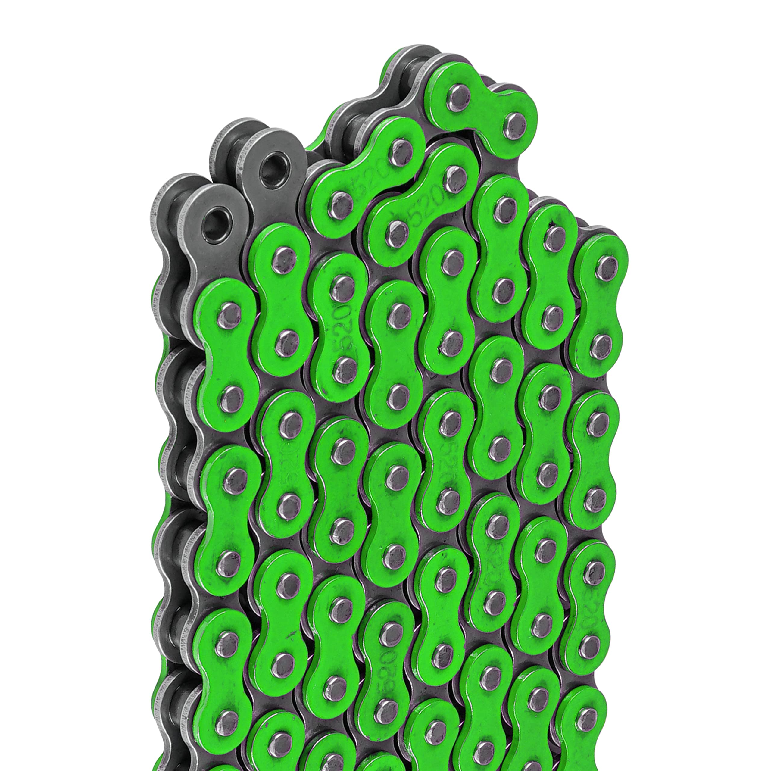 Caltric Green 520-Pitch 120-Link Steel Non-Oring Drive Chain for ATV/UTV/Quad/Motorcycle/Dirtbike with Rivet & Clip Master Links