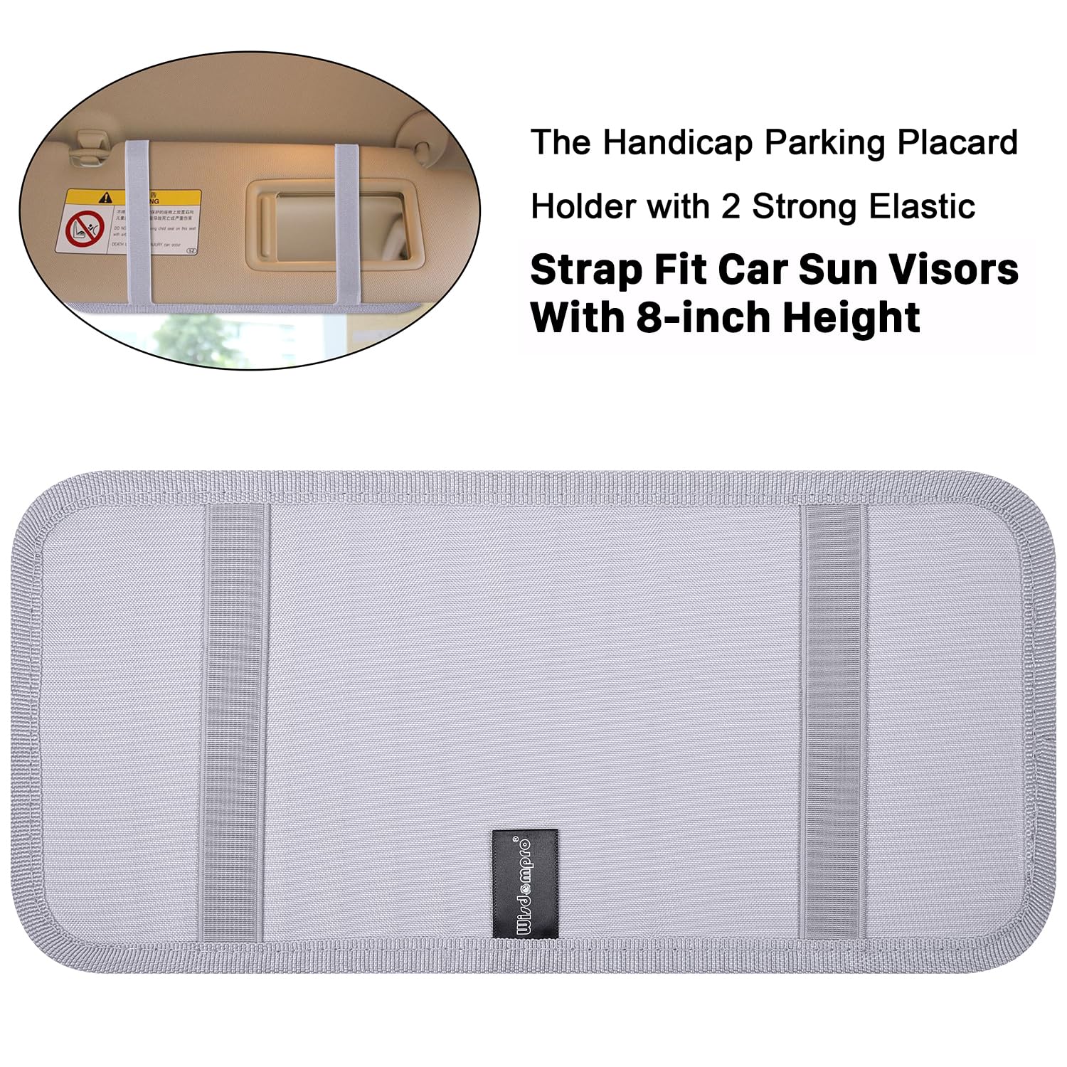 Wisdompro Handicap Placard Holder - Car Sun Visor Protector with Note Paper Slot & Pen Holder, Gray