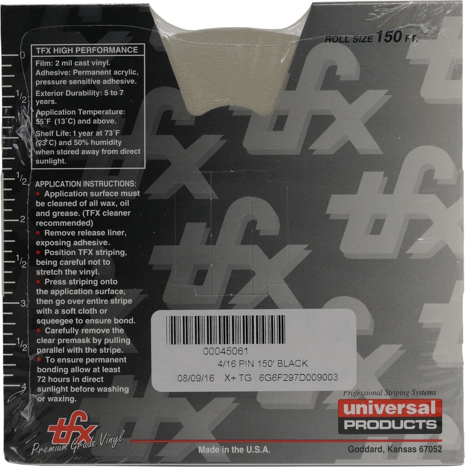 Universal Tfx 0004002 - Auto Customizing Dual Pinstripe - 4/16'' X 150' (1/8 Stripe, 1/16'' Gap, Then 1/16 Stripe) - 002-Vibrant
