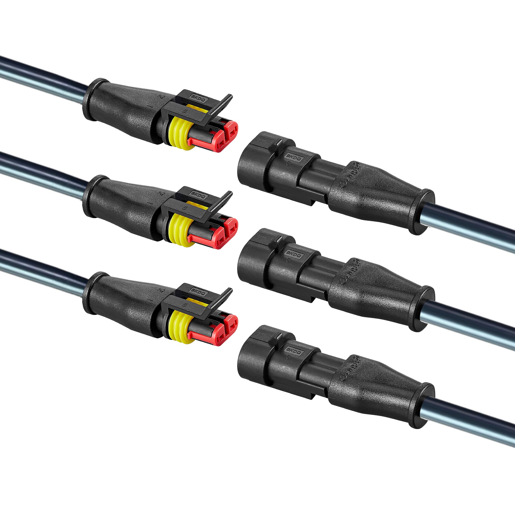 Yetor 2Pin Connector,Injection Molded16 Awg Male And Female 2Wire Waterproof Connectors,Ip67 Auto Electrical Wire Connectors For