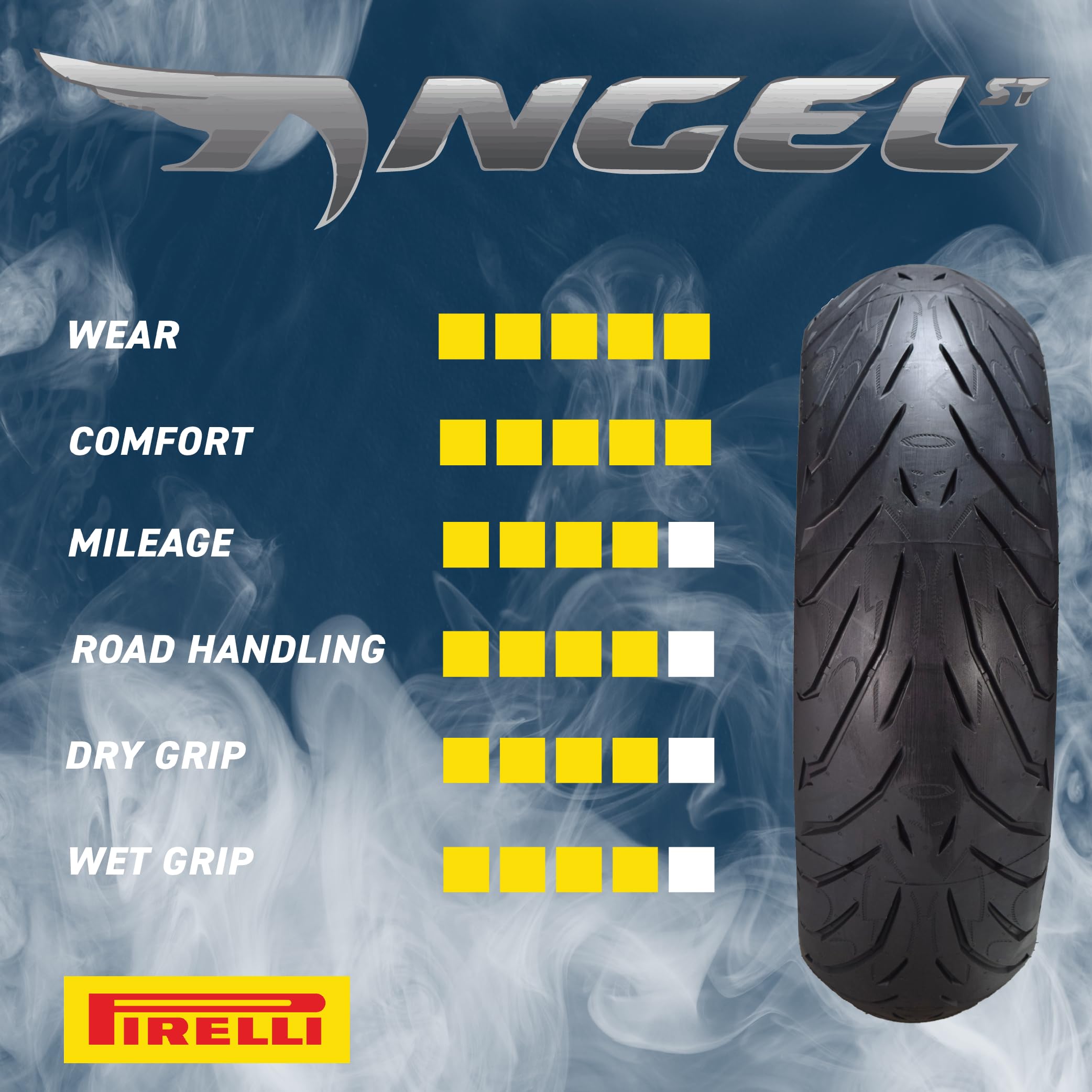 Pirelli Angel ST Sport Touring Motorcycle Tires - Front 120/70ZR17 & Rear 190/50ZR17, High Performance, Durable, All-Weather