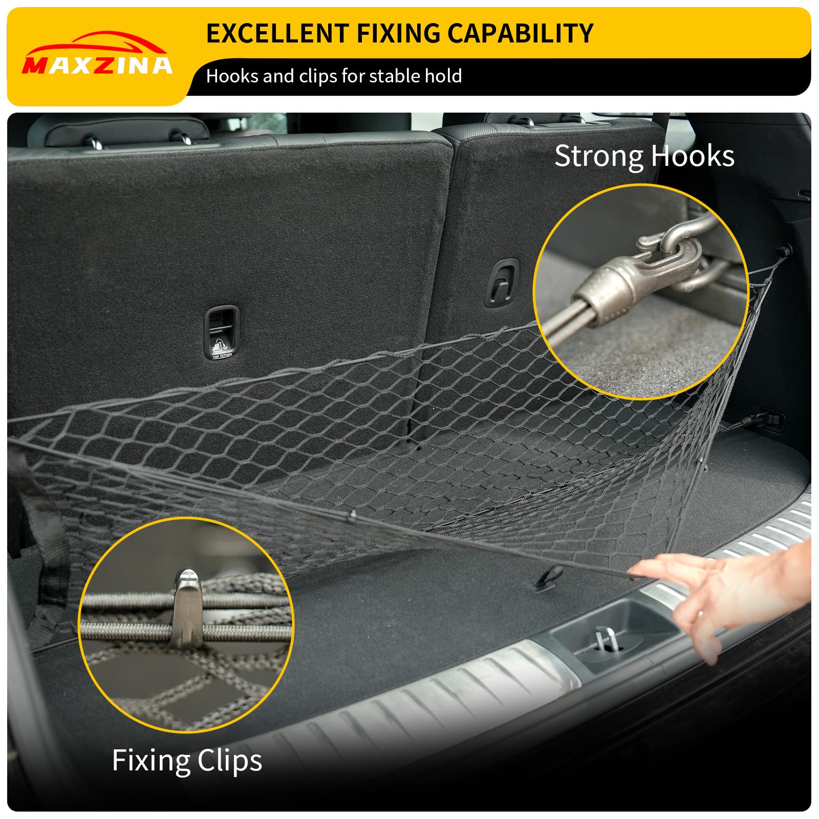 Maxzina Cargo Net Compatible With 2020-2025 Hyundai Palisade Truck Bed Cargo Net 3.12'  1.02' Double Layer Envelope Style Dense