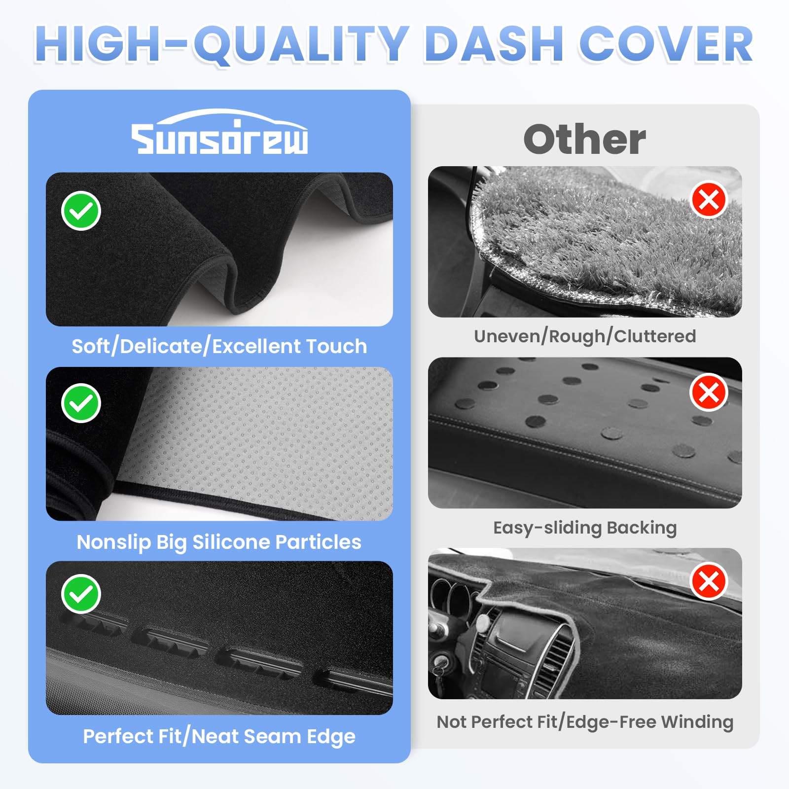 Sunsdrew Dash Cover For 2022-2025 Ford F-150 Lightning Dashboard Cover Mat Accessories Suede Dash Mat F150 Lightning Nonslip Pro