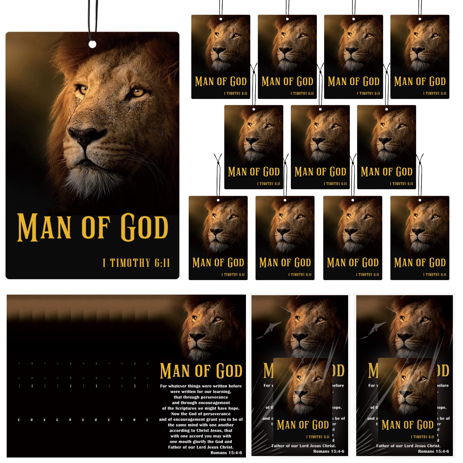 Batiyeer 20 Sets Man of God Gift Christian Gifts Bulk Religious Car Air Freshener Bible Verse Cards with Bags Appreciation Gift 
