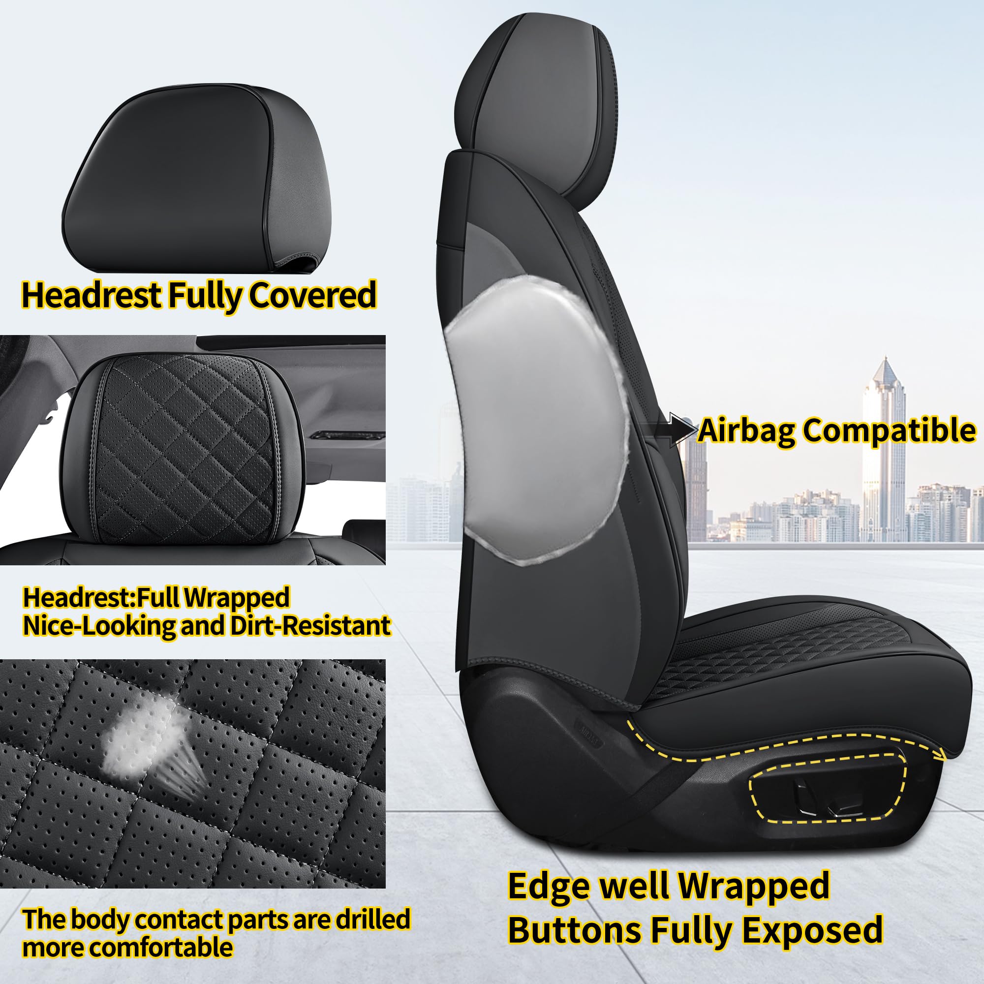 Chezope Car Seat Covers Front Pair Set Universal Fit for Most Cars SUV Sedans Trucks Automotive Seat Cover Accessories Waterproo