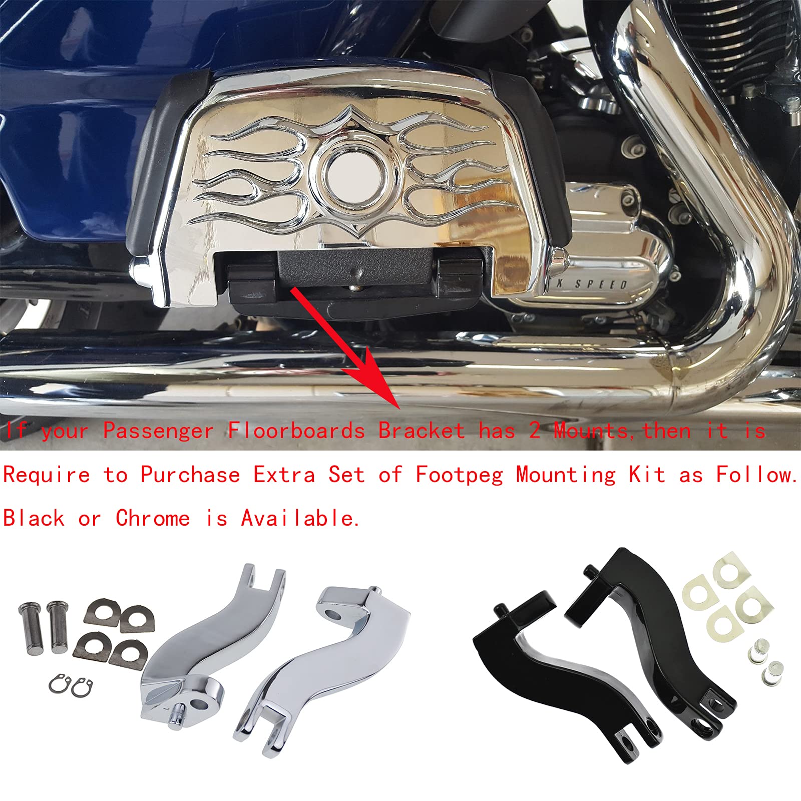 HDBUBALUS Motorcycle Floorboards Aluminum Male Mount Foot Pegs Floor Board Black Fit for Harley Touring Electra Glide Road Glide