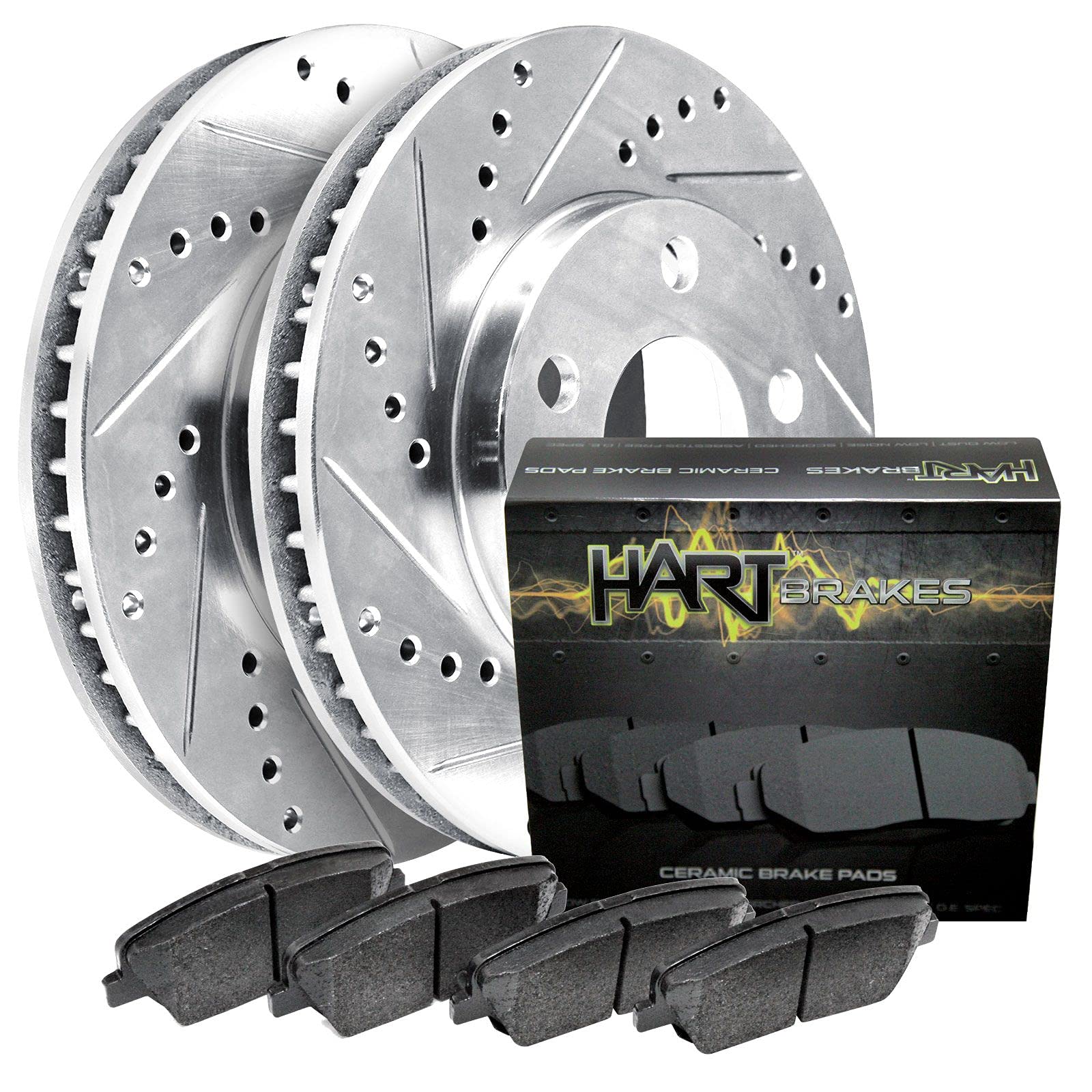 Hart Brakes Rear Brakes And Rotors Kit |Rear Brake Pads| Brake Rotors And Pads| Ceramic Brake Pads And Rotors |Fits 2015-2017 Fo